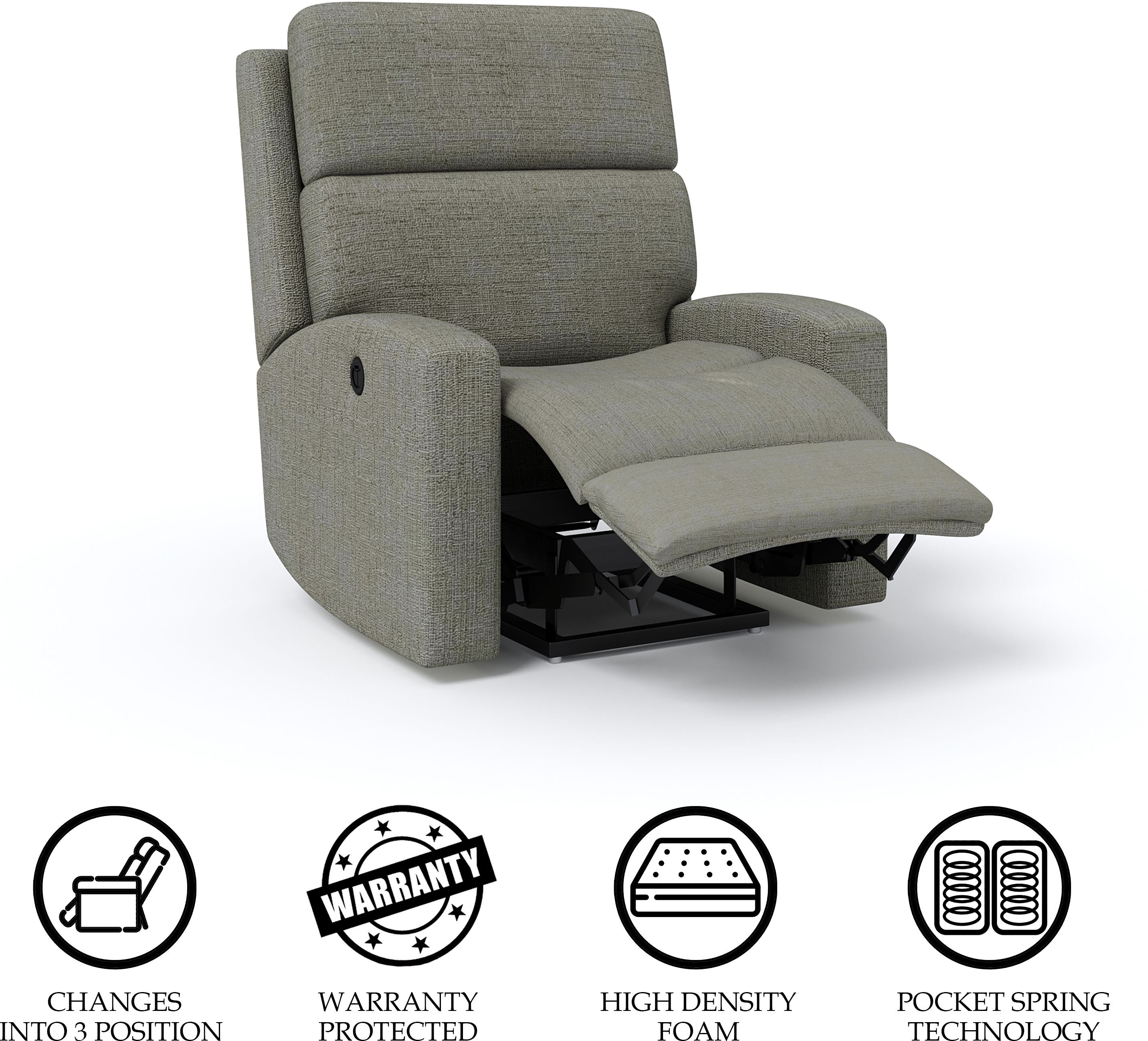 Fabric Powered Recliner (Finish Color - Grey, DIY(Do-It-Yourself))