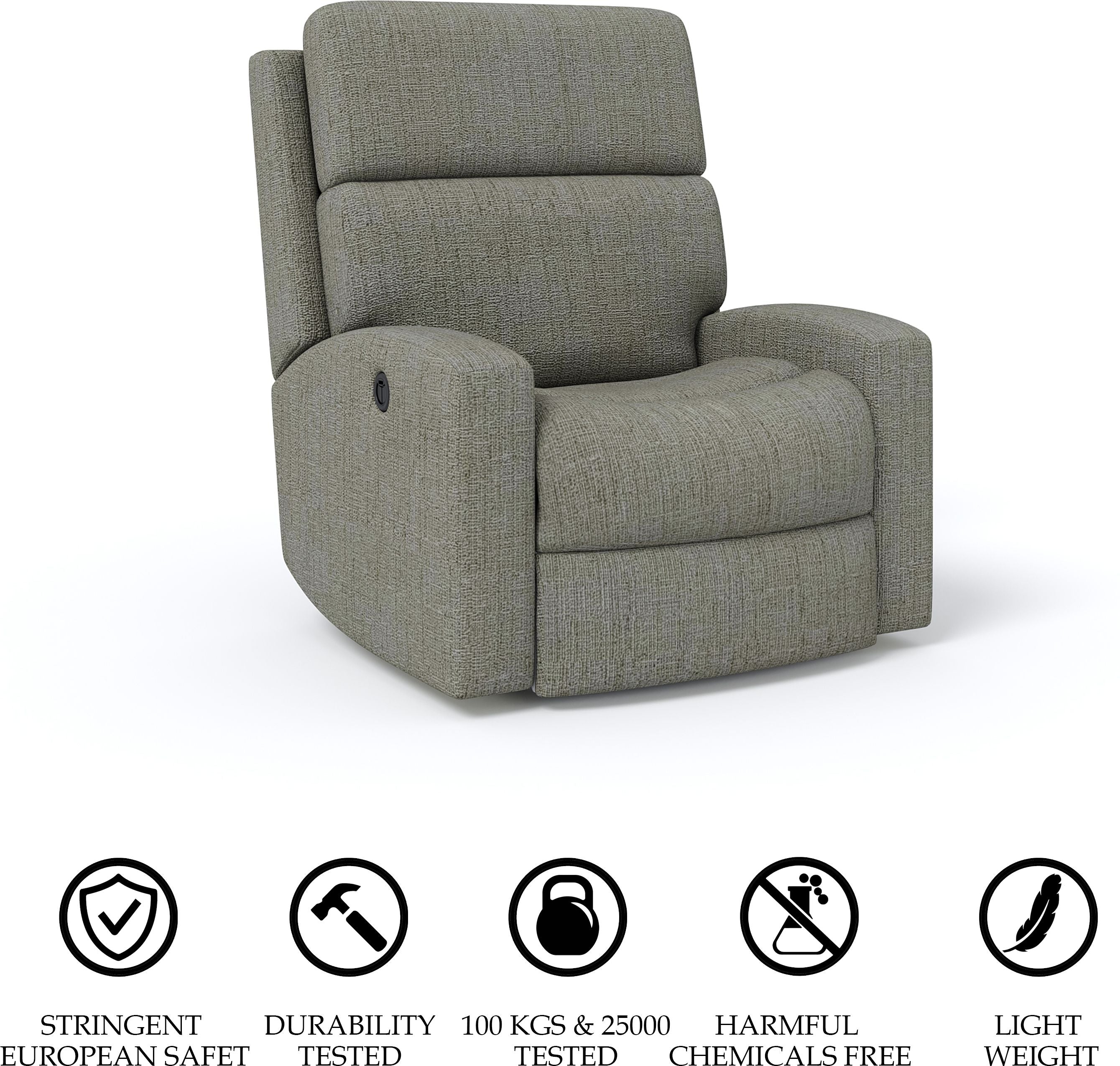 Fabric Powered Recliner (Finish Color - Grey, DIY(Do-It-Yourself))