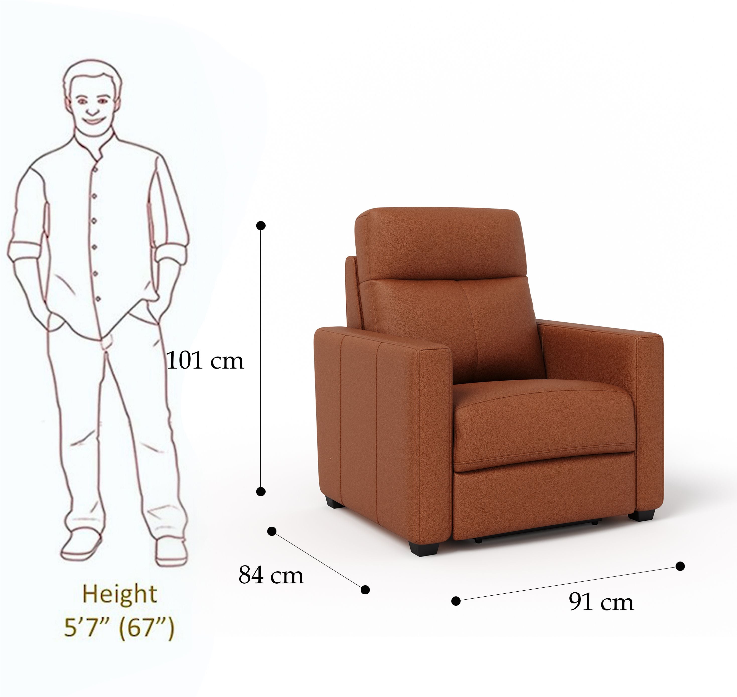 Leatherette Powered Recliner (Finish Color - Tan, DIY(Do-It-Yourself))