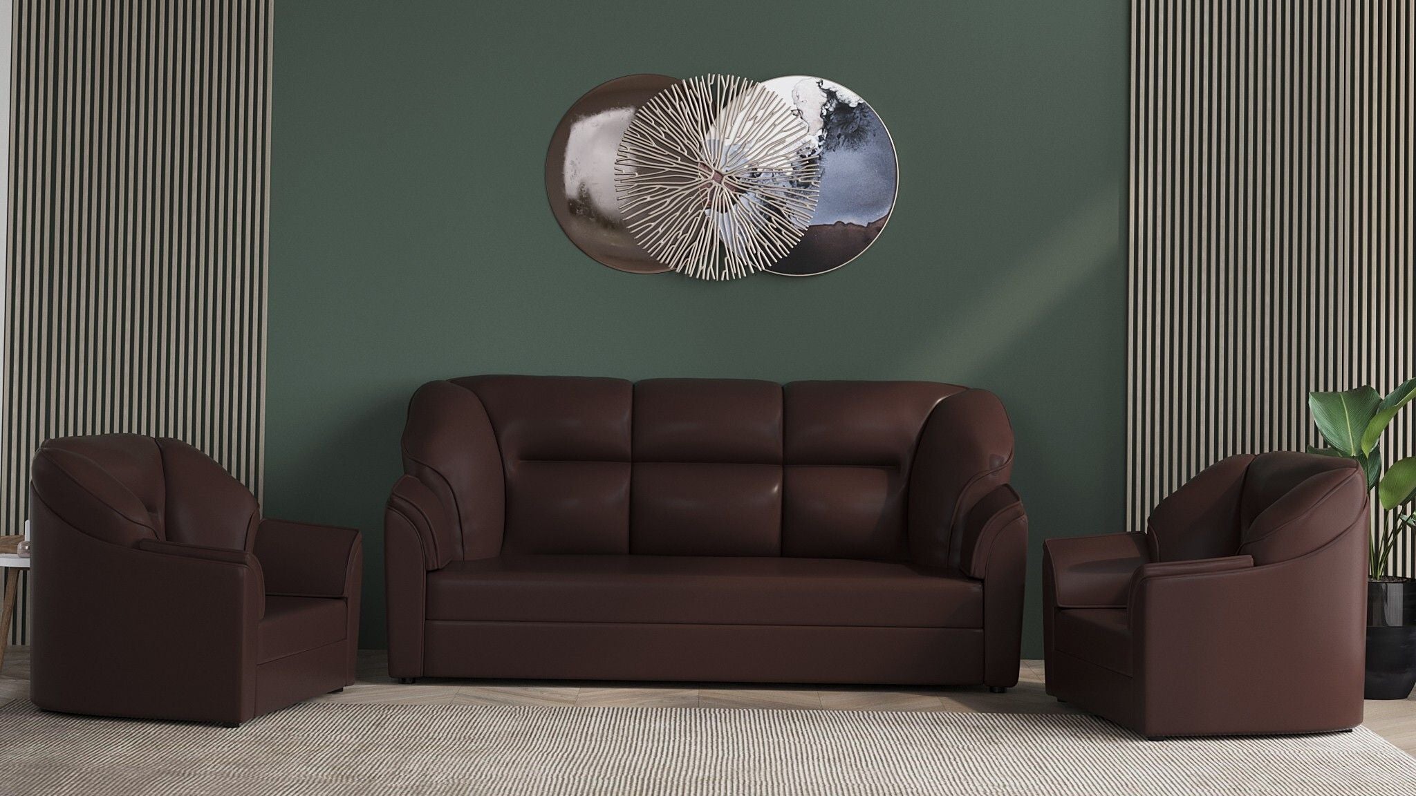 Westido Modern 3 + 1 + 1 Sofa (Cream Brown)