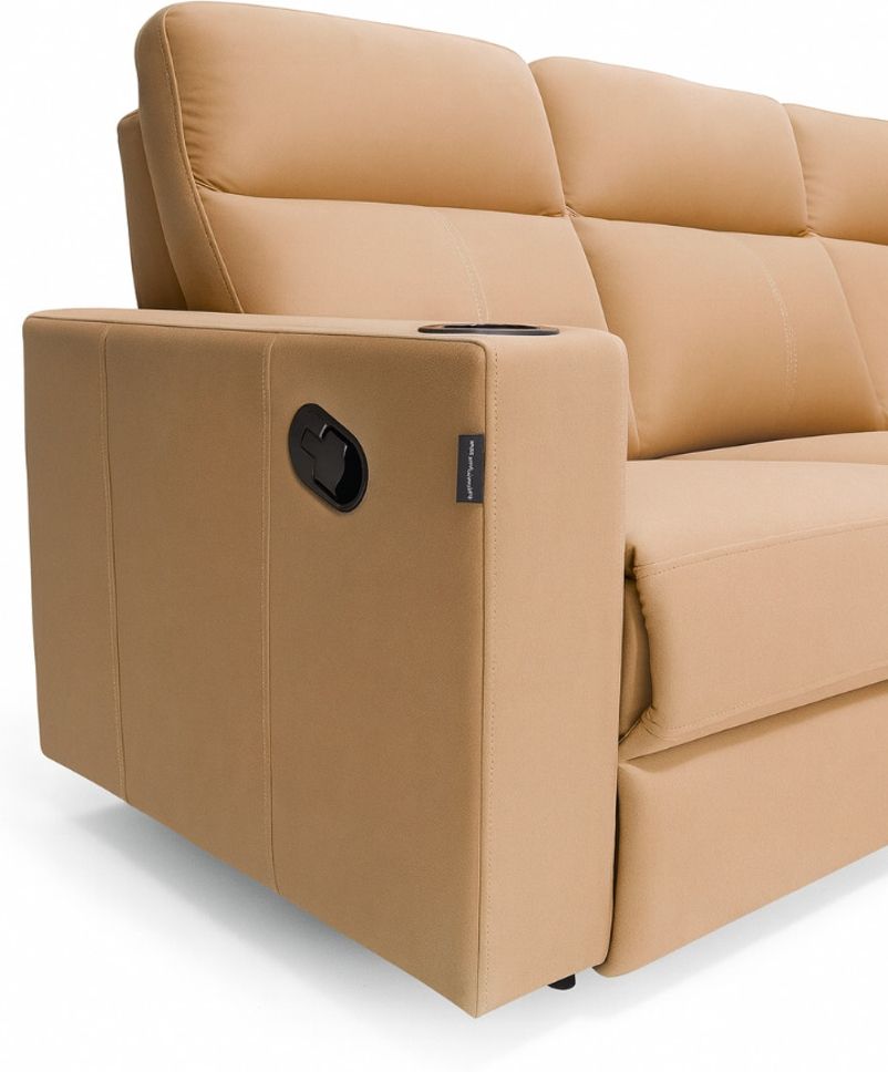 Leatherette Manual Recliner (Finish Color - Light Brown, Knock Down)