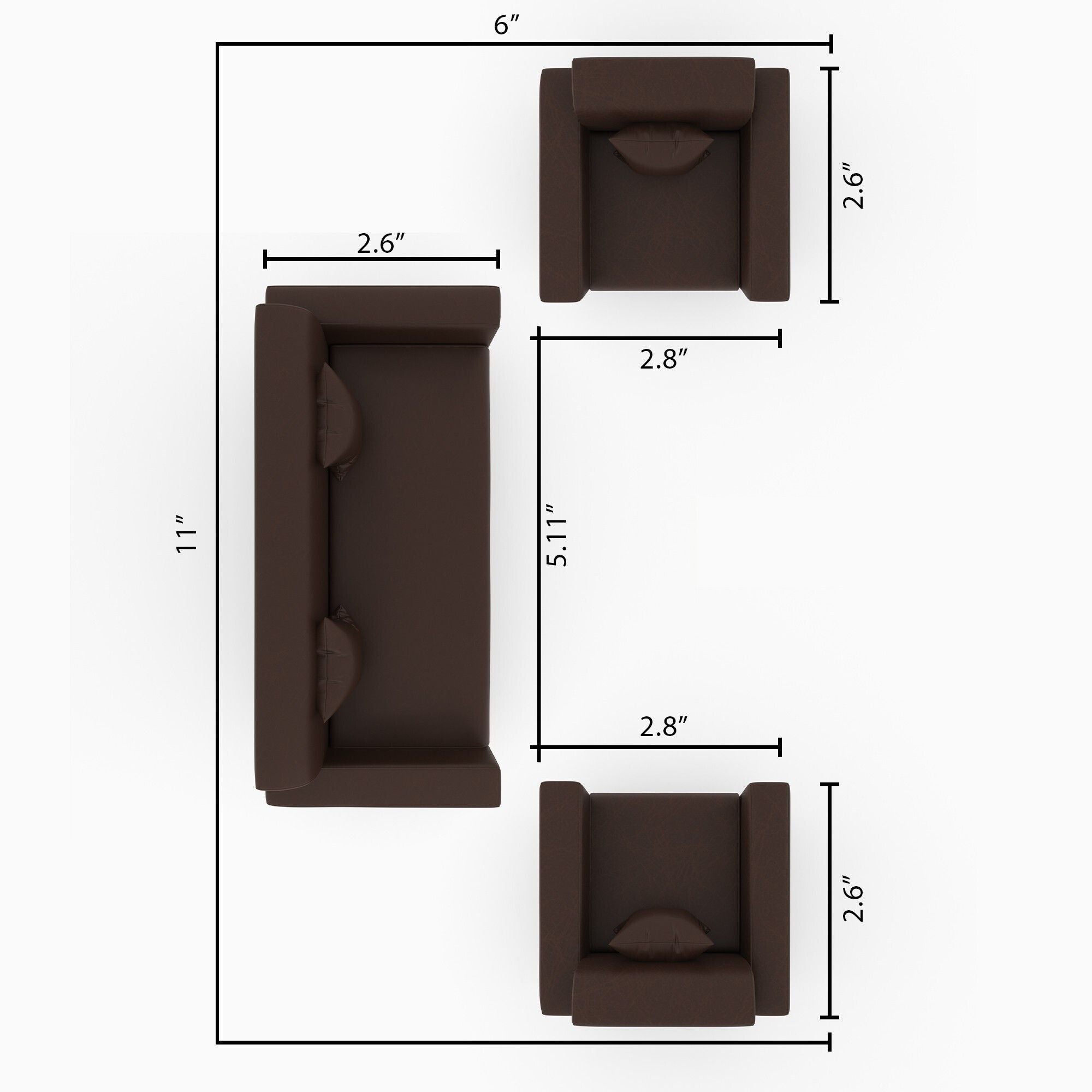 Cream Brown 3 + 1 + 1 Sofa by Westido