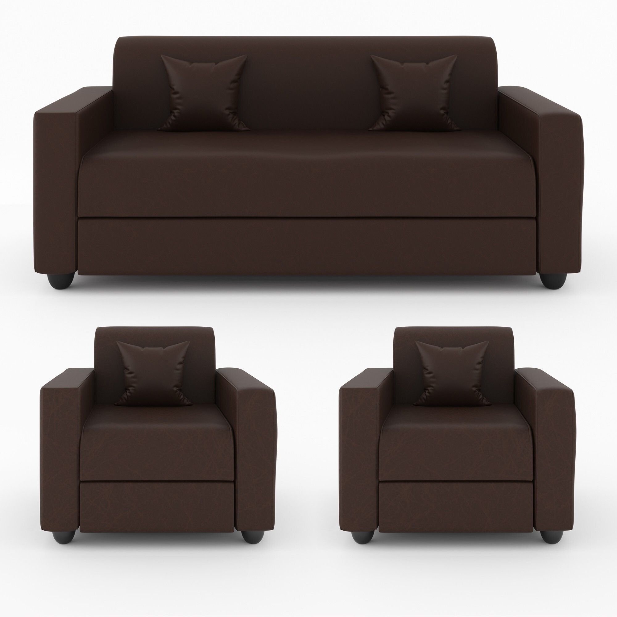 Cream Brown 3 + 1 + 1 Sofa by Westido