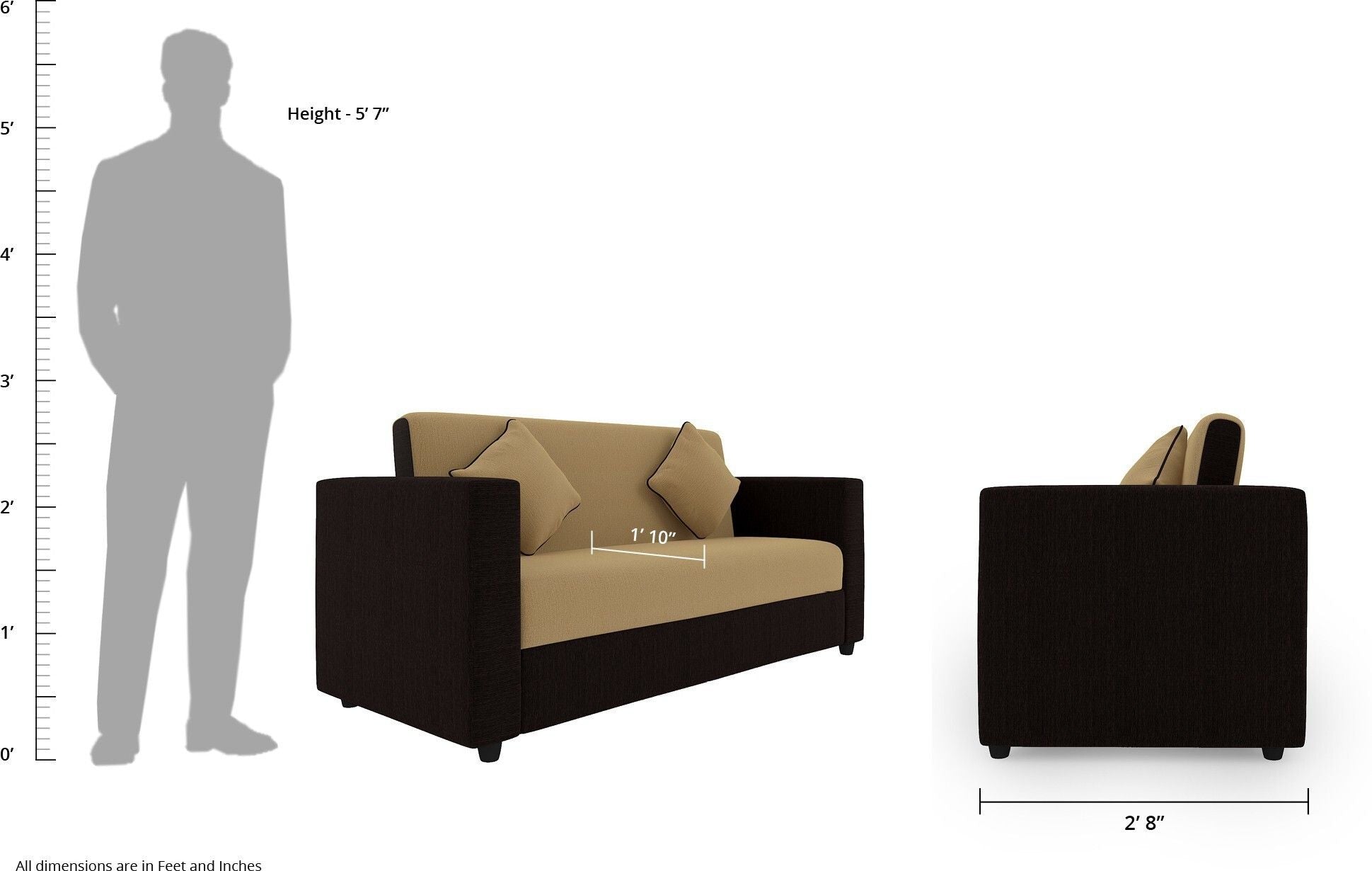 Cream Brown Upholstered 3 + 1 + 1 Sofa by Westido