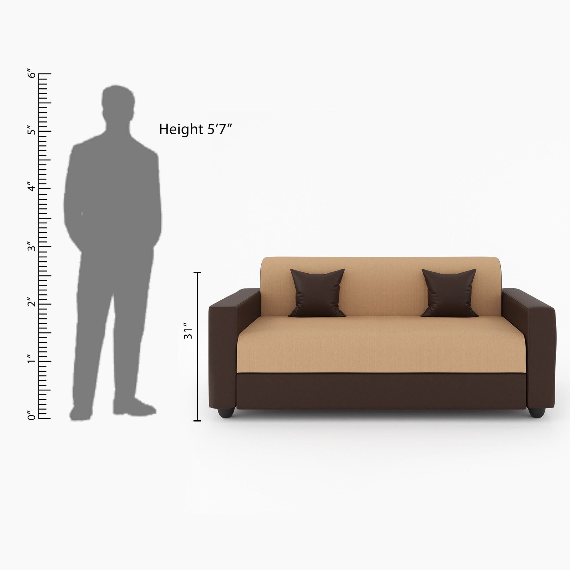 Cream Brown 3 + 1 + 1 Sofa by Westido