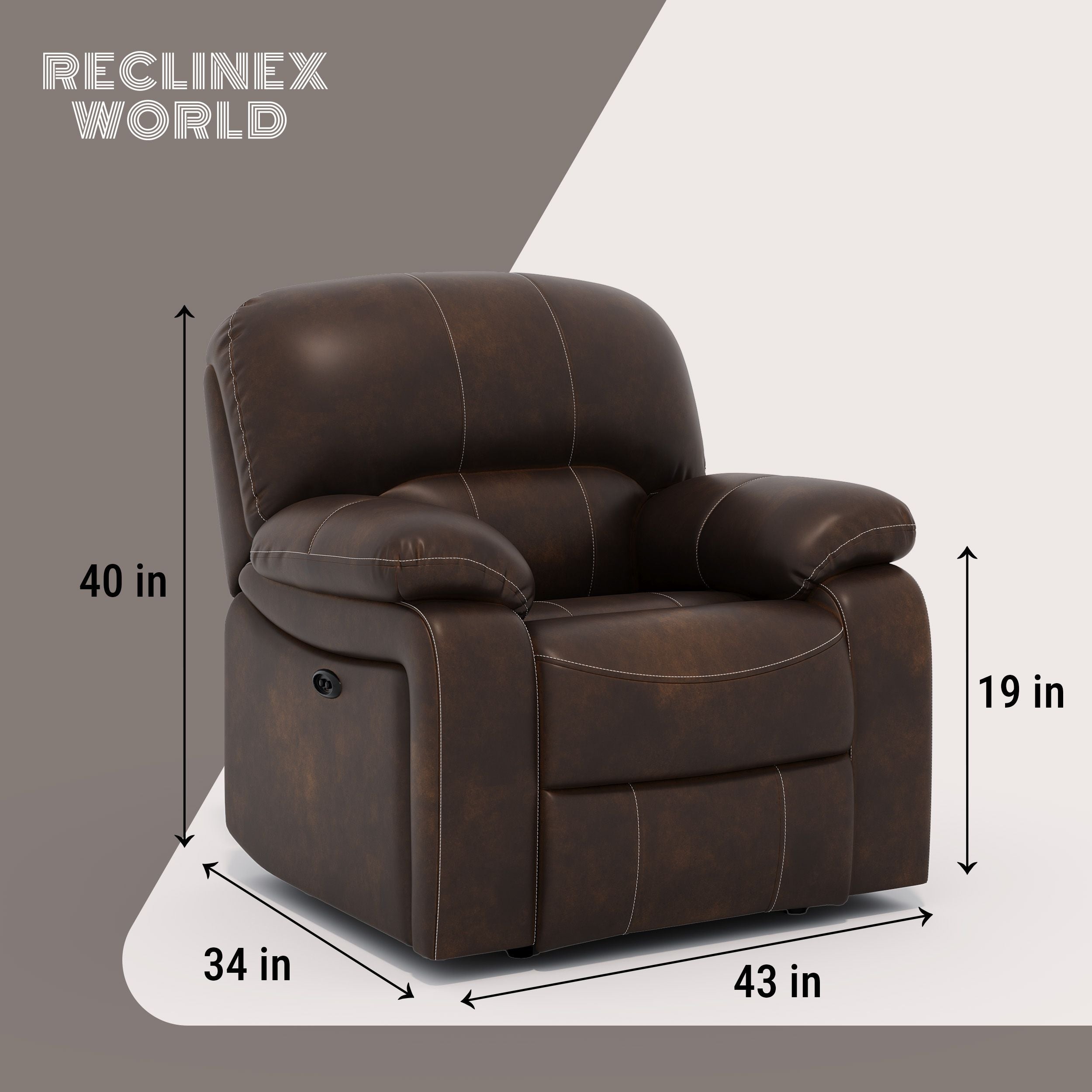 Leatherette Powered Recliner (Finish Color - Dark Brown, DIY(Do-It-Yourself))