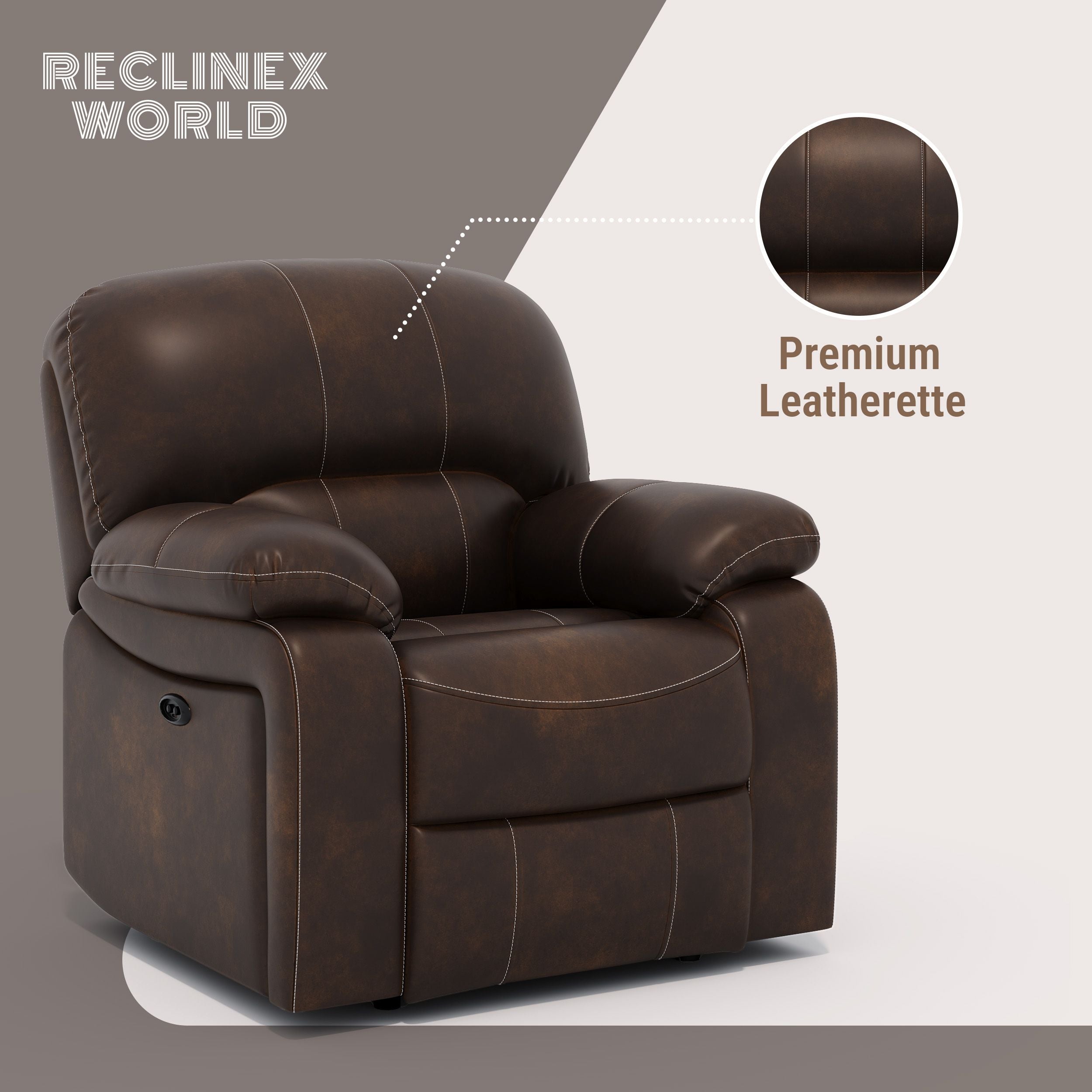 Leatherette Powered Recliner (Finish Color - Dark Brown, DIY(Do-It-Yourself))
