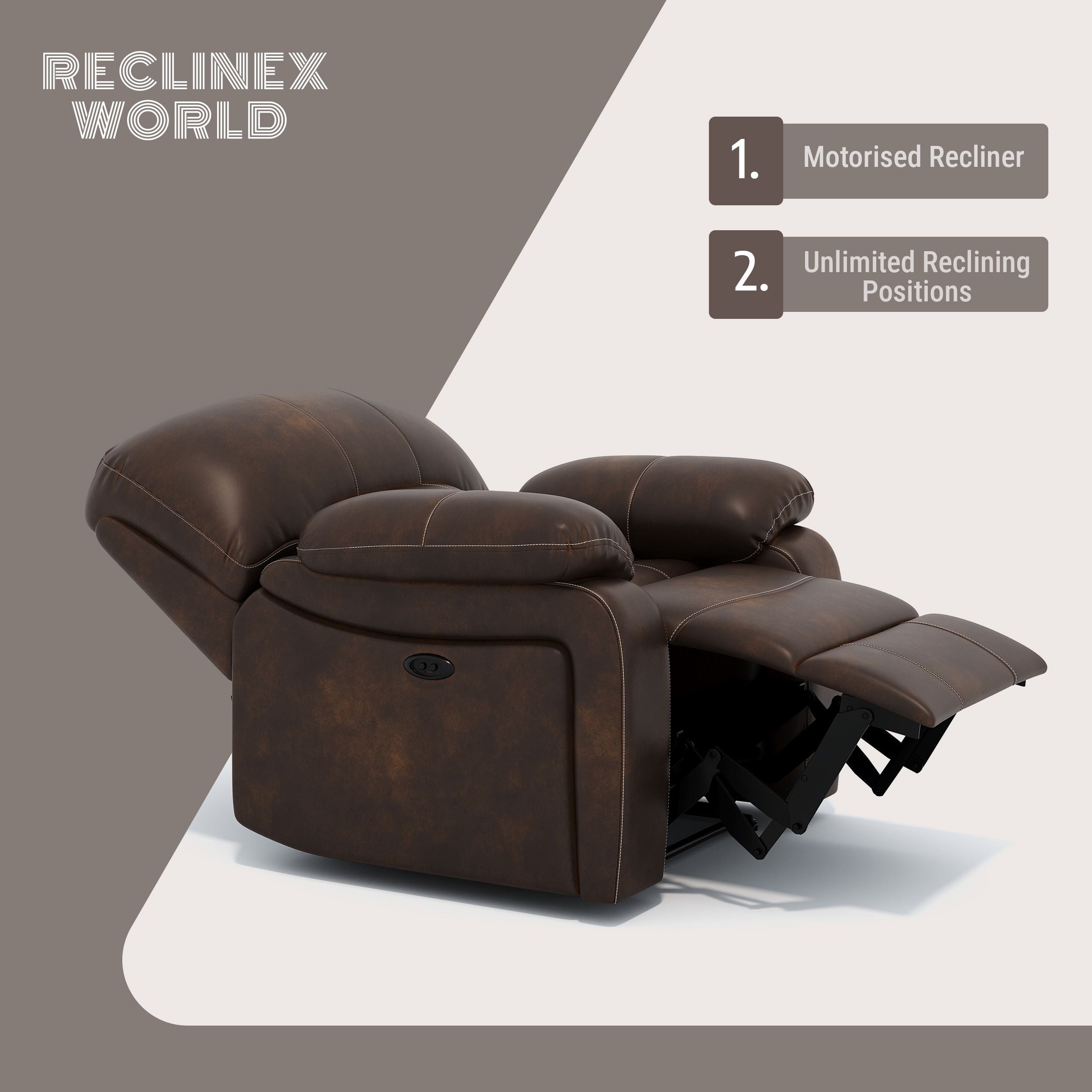 Leatherette Powered Recliner (Finish Color - Dark Brown, DIY(Do-It-Yourself))