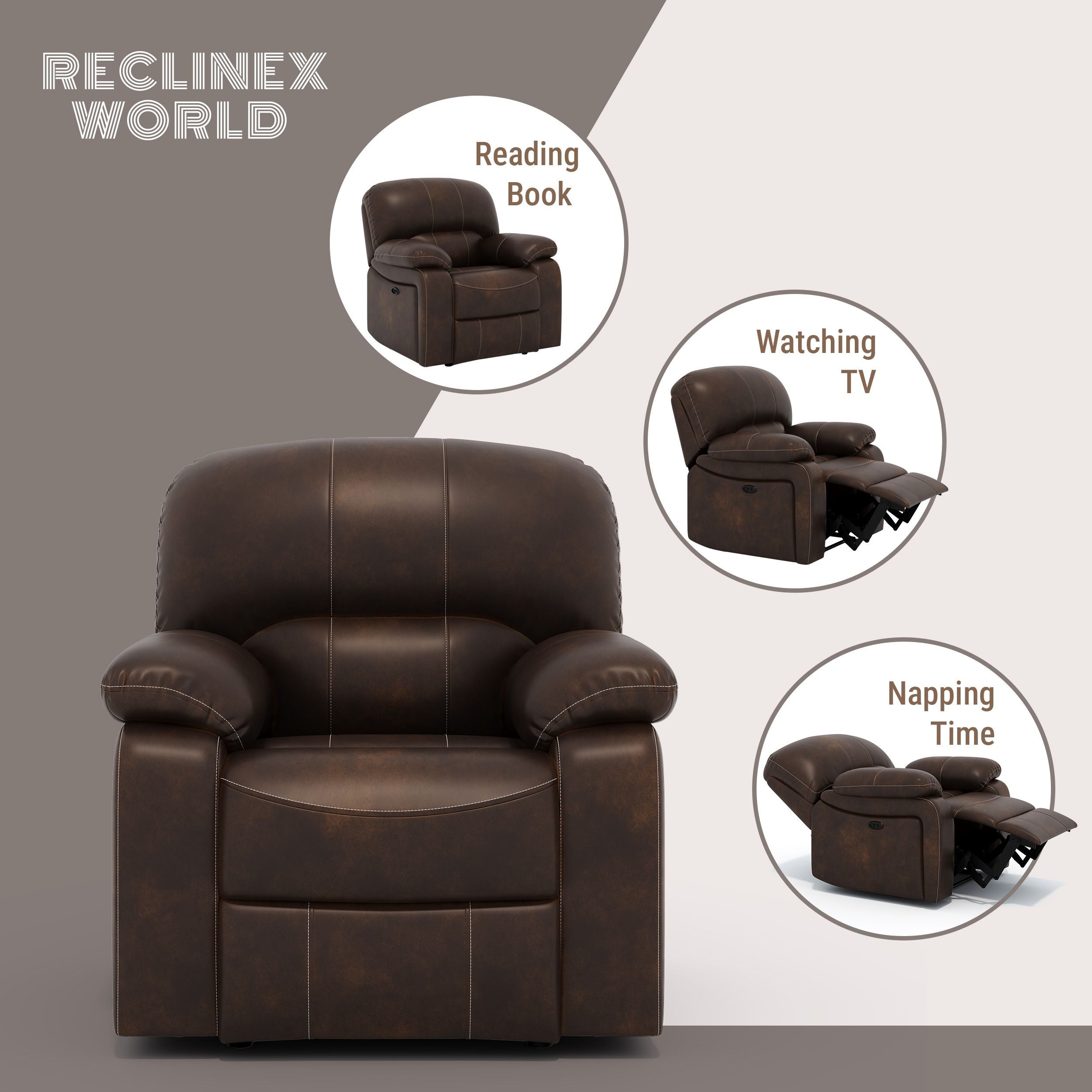 Leatherette Powered Recliner (Finish Color - Dark Brown, DIY(Do-It-Yourself))