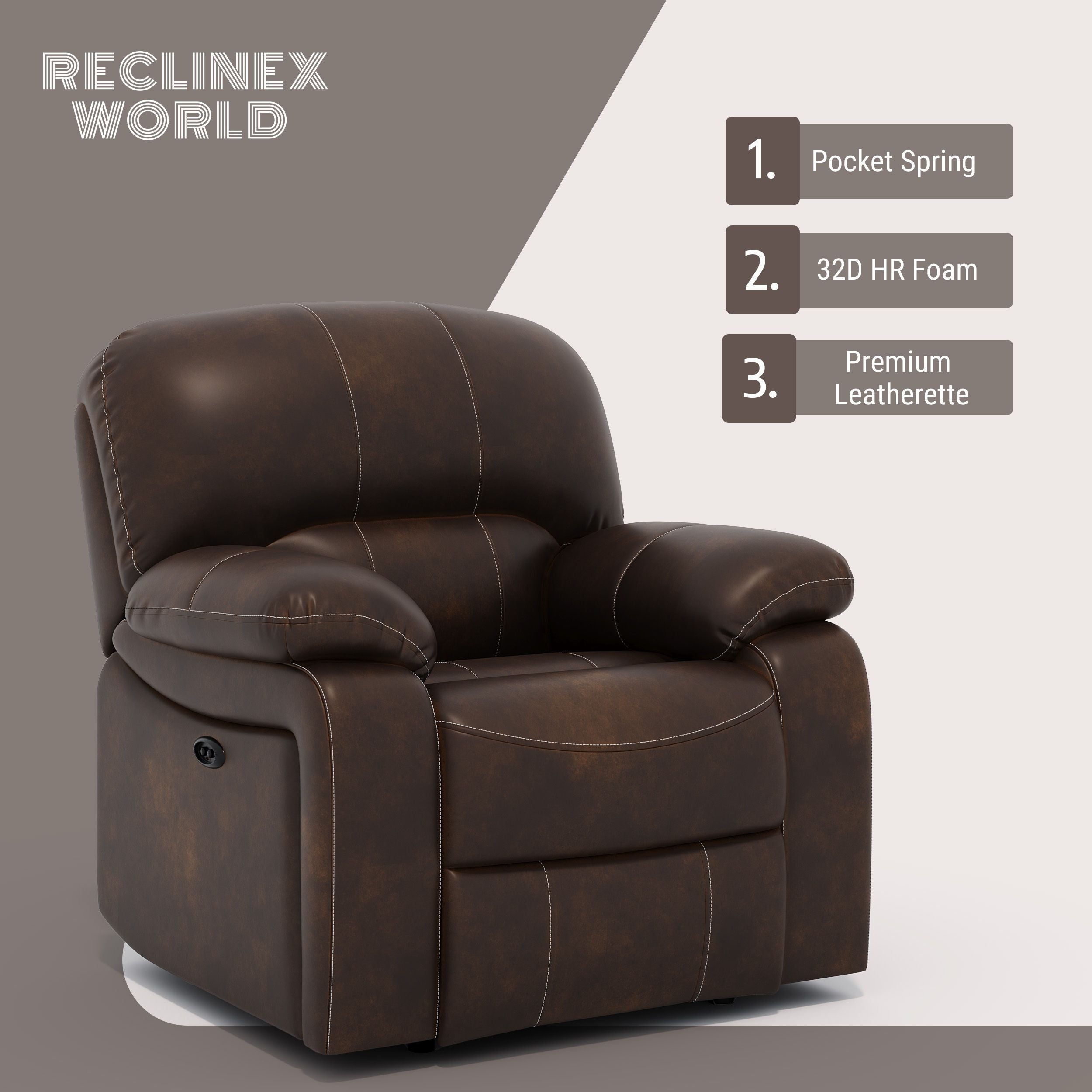 Leatherette Powered Recliner (Finish Color - Dark Brown, DIY(Do-It-Yourself))