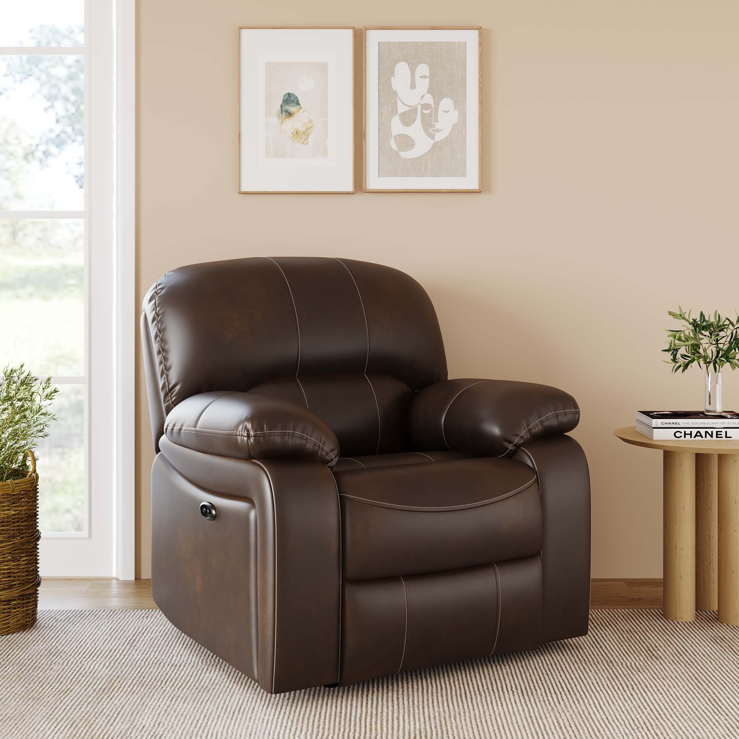 Leatherette Powered Recliner (Finish Color - Dark Brown, DIY(Do-It-Yourself))