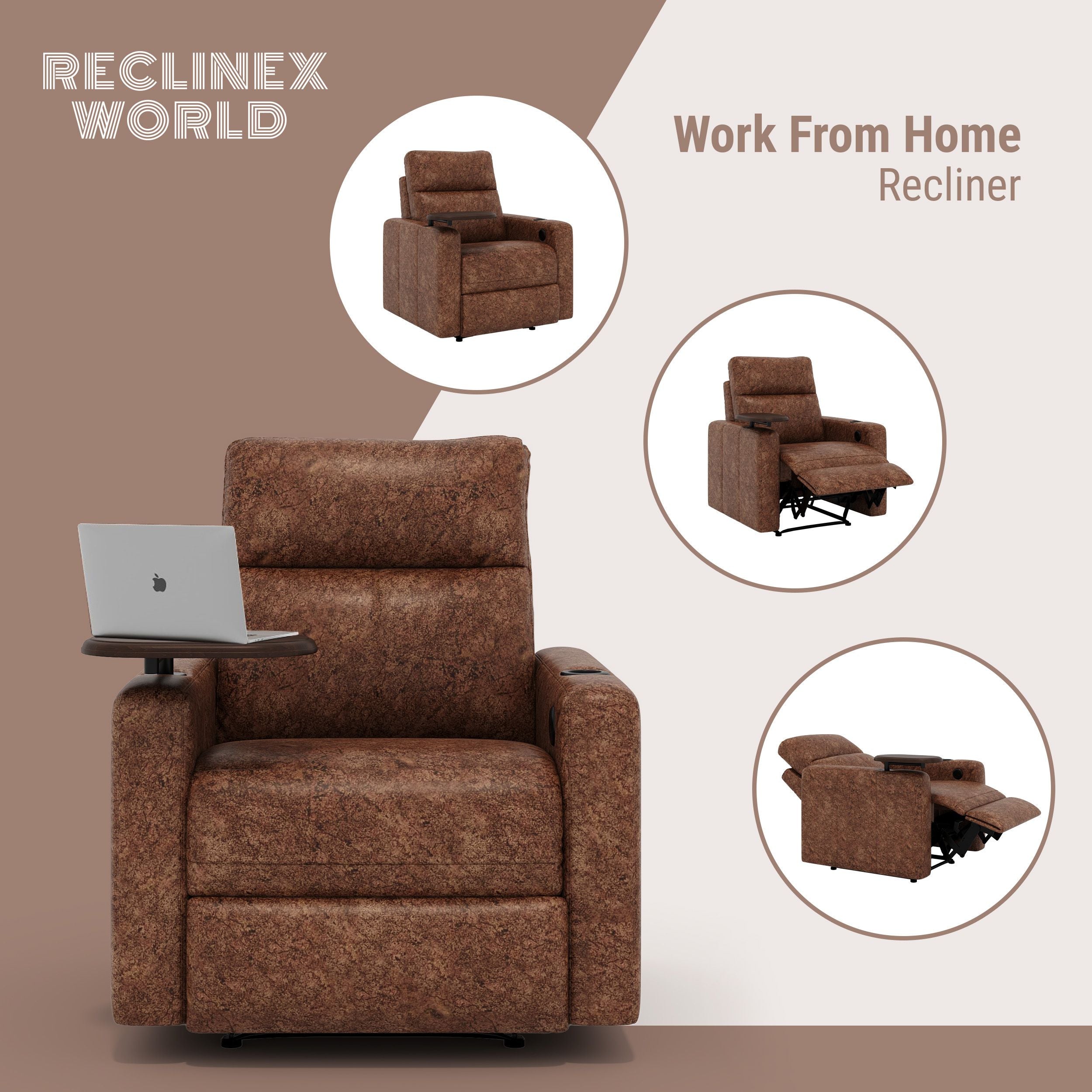 Fabric Powered Recliner (Finish Color - Texture Brown, DIY(Do-It-Yourself))