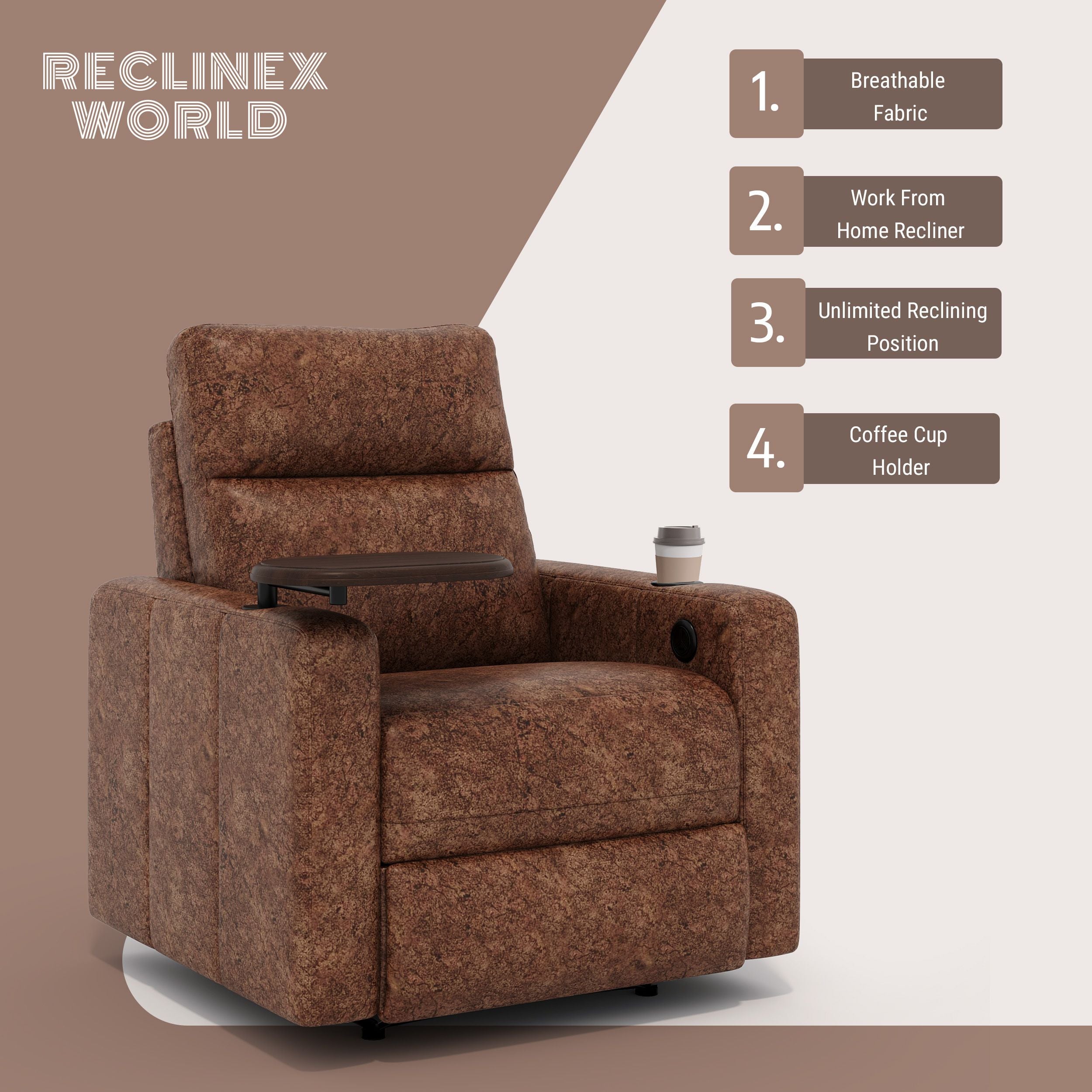 Fabric Powered Recliner (Finish Color - Texture Brown, DIY(Do-It-Yourself))