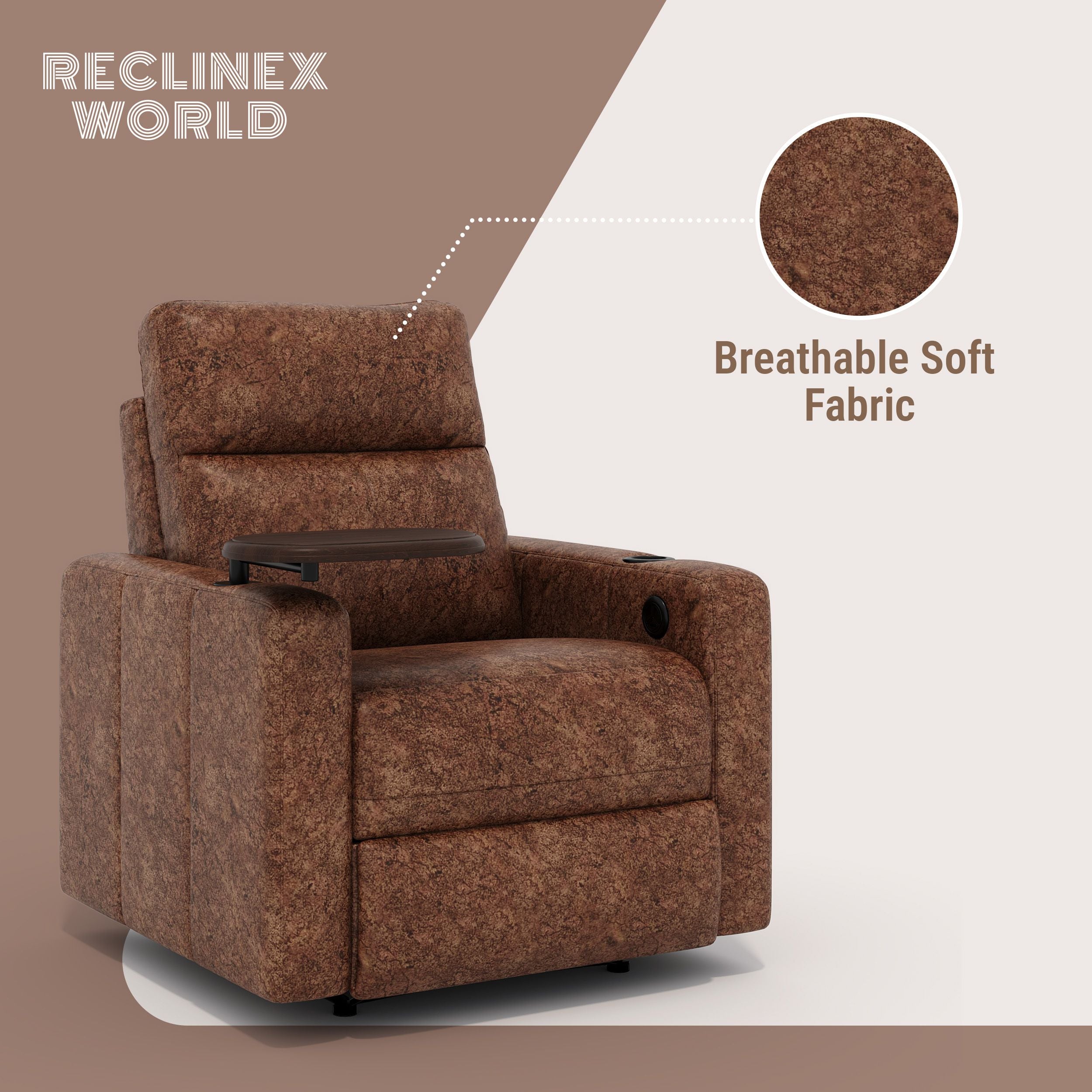 Fabric Powered Recliner (Finish Color - Texture Brown, DIY(Do-It-Yourself))