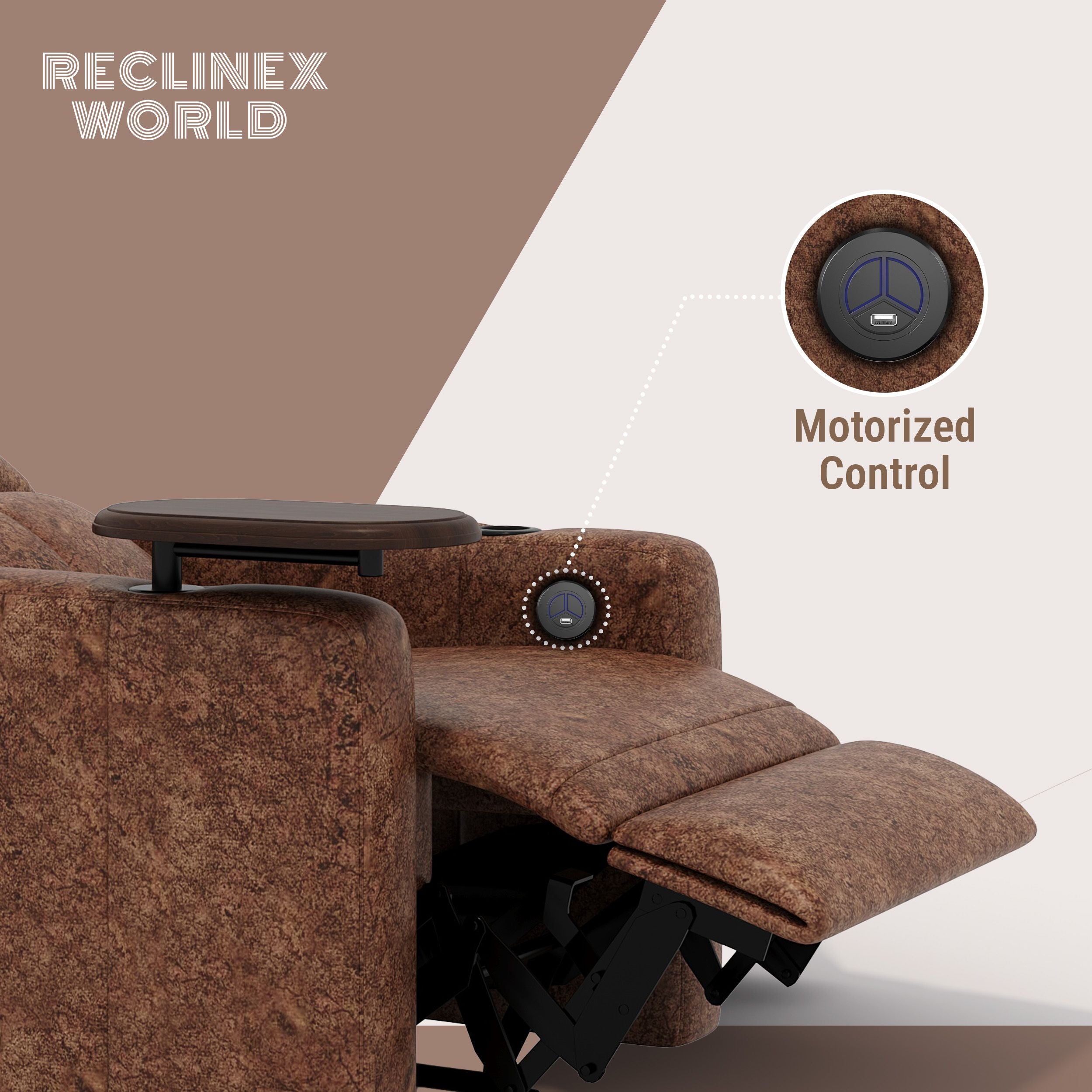 Fabric Powered Recliner (Finish Color - Texture Brown, DIY(Do-It-Yourself))