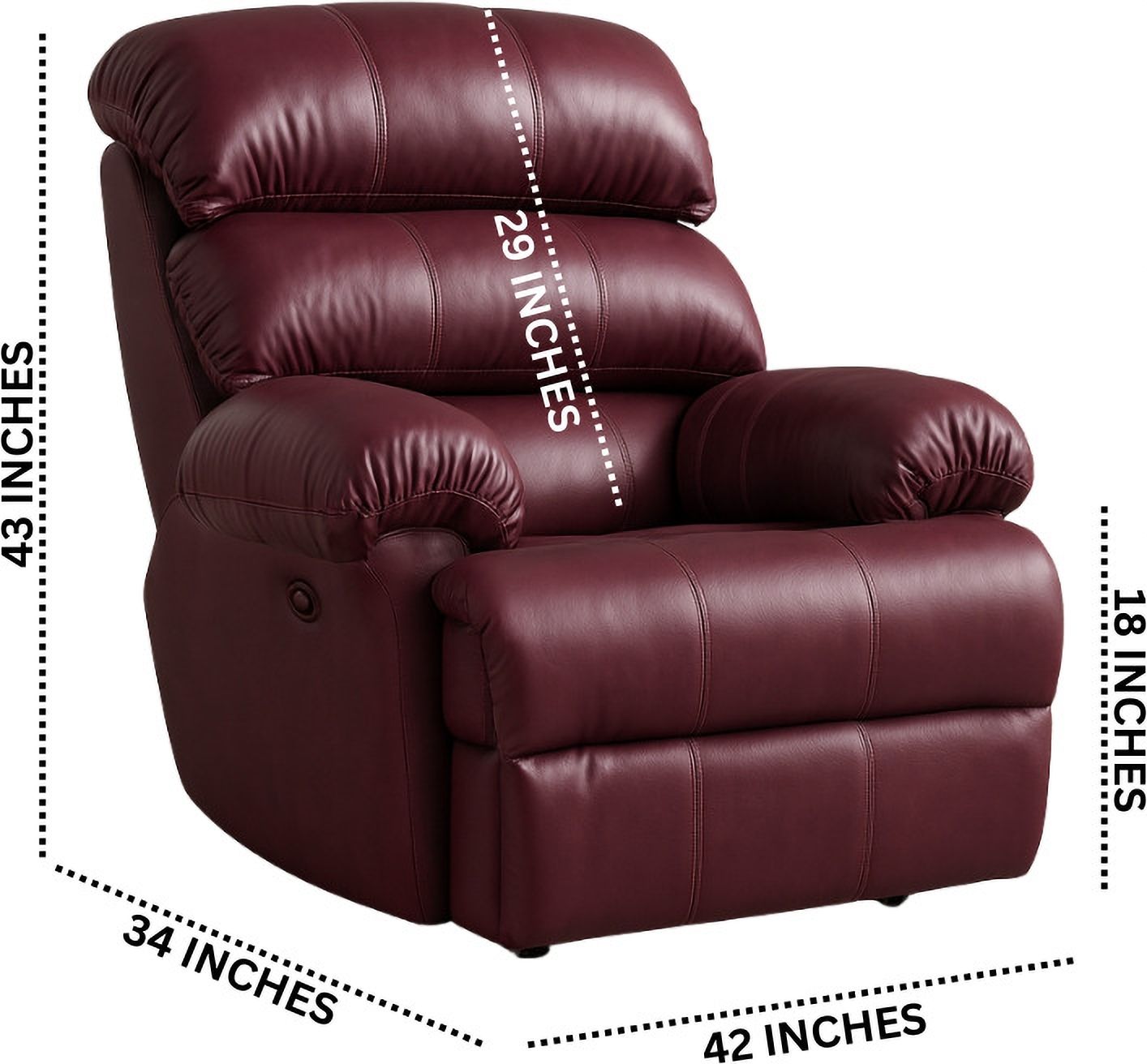 Leatherette Powered Recliner (Finish Color - Maroon, DIY(Do-It-Yourself))