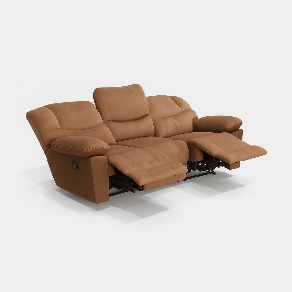 Fabric Manual Recliner (Finish Color - Biscuit Brown, Knock Down)