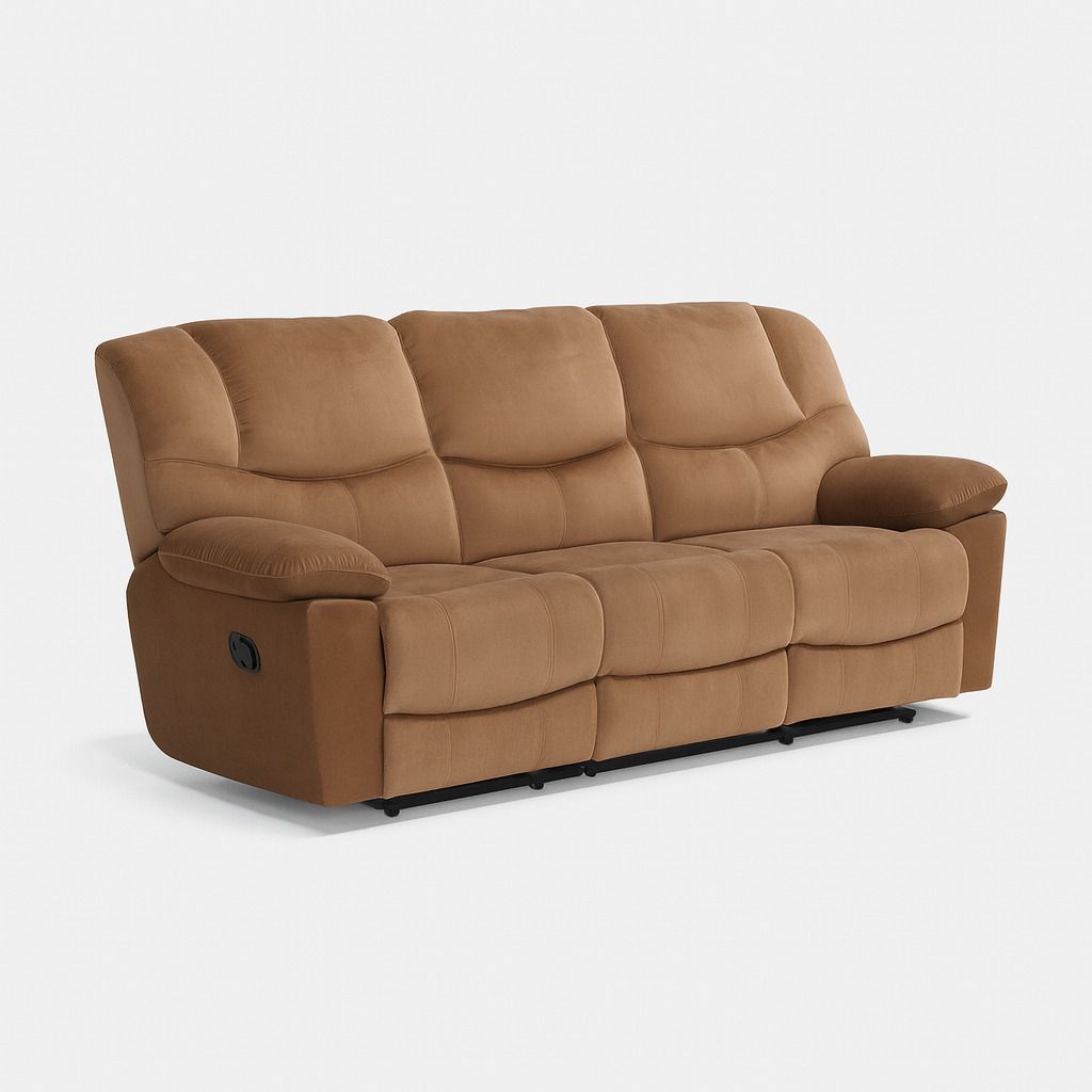 Fabric Manual Recliner (Finish Color - Biscuit Brown, Knock Down)