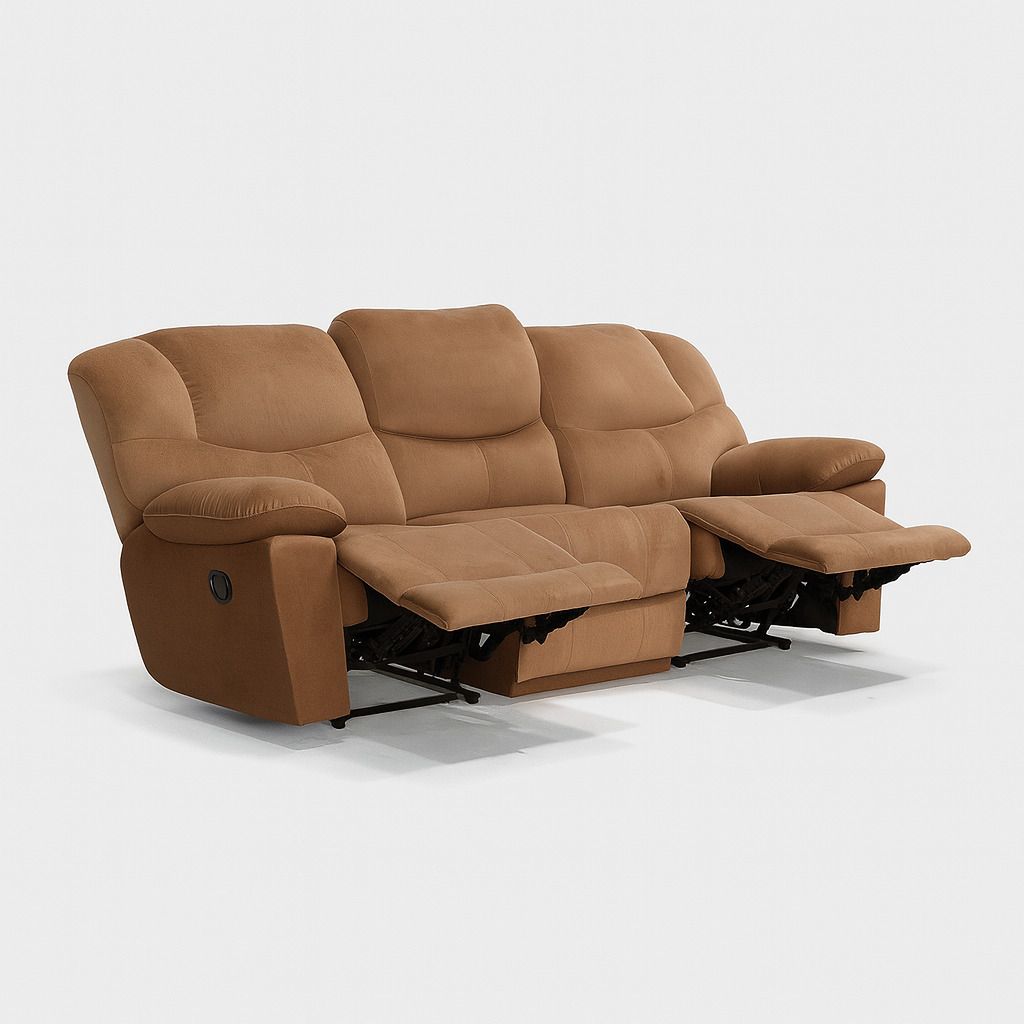 Fabric Manual Recliner (Finish Color - Biscuit Brown, Knock Down)