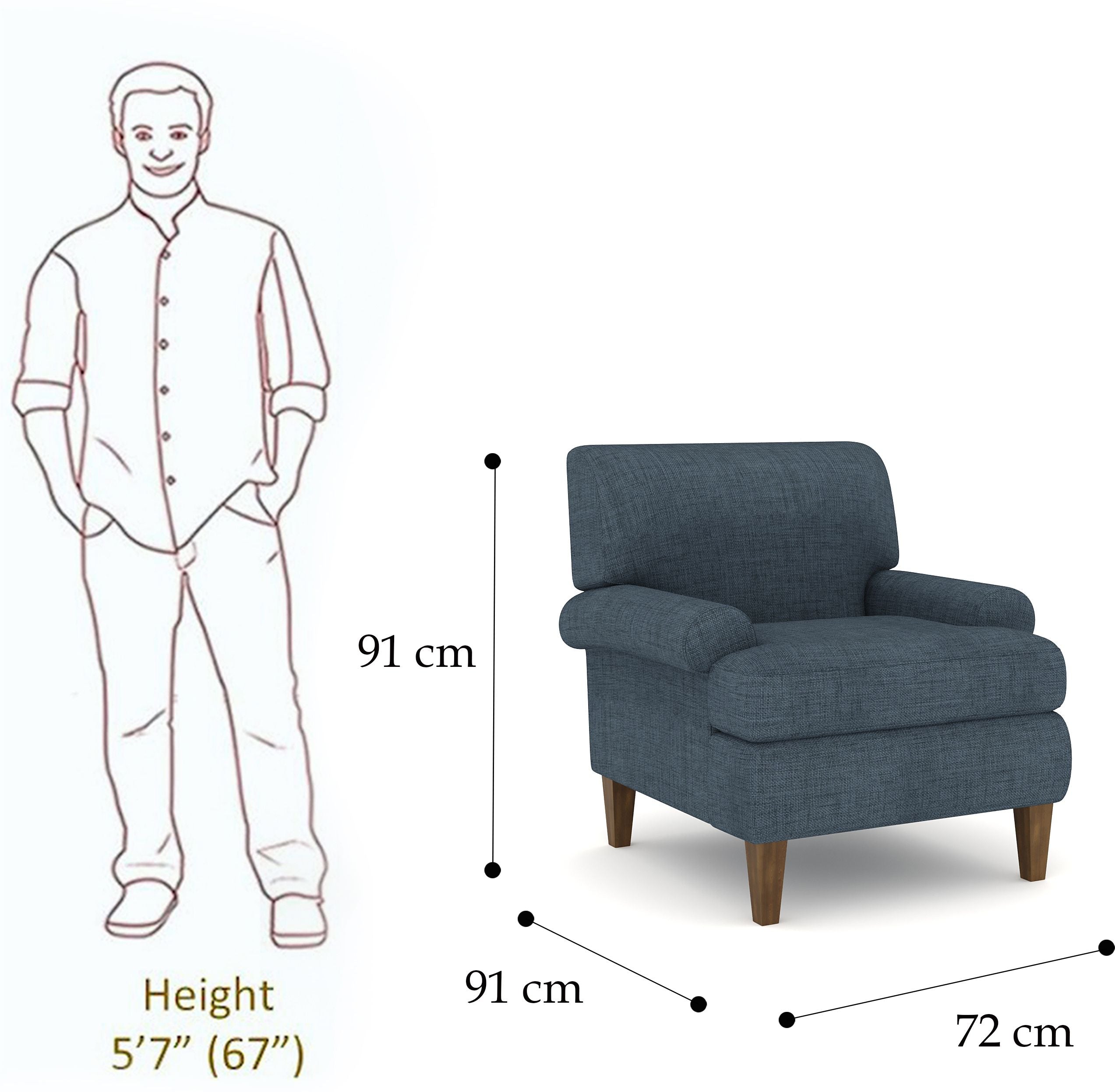 Westido 1 Seater Light blue Living Room Chair