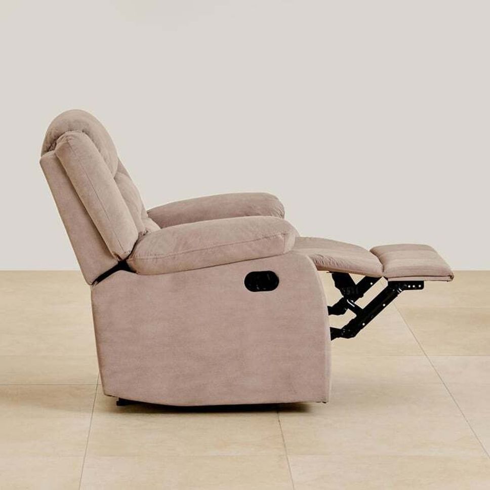 Fabric Manual Recliner (Finish Color - Cream, Pre-assembled)
