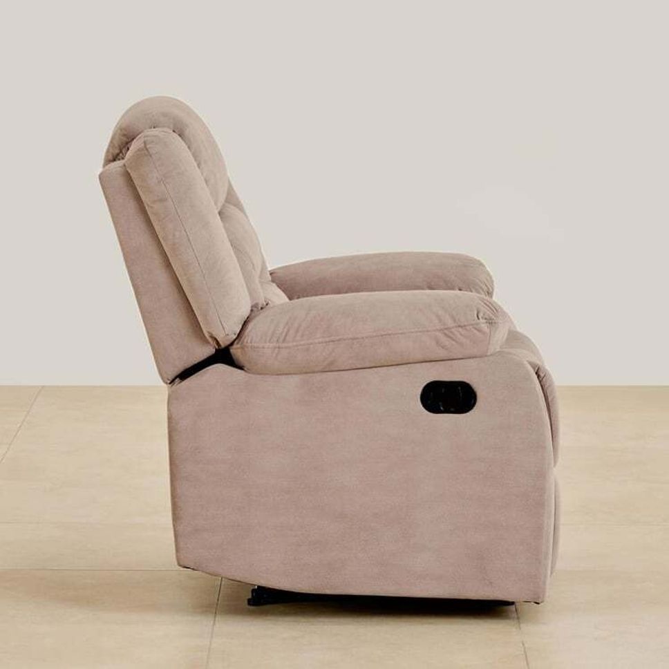 Fabric Manual Recliner (Finish Color - Cream, Pre-assembled)