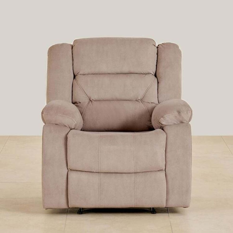 Fabric Manual Recliner (Finish Color - Cream, Pre-assembled)