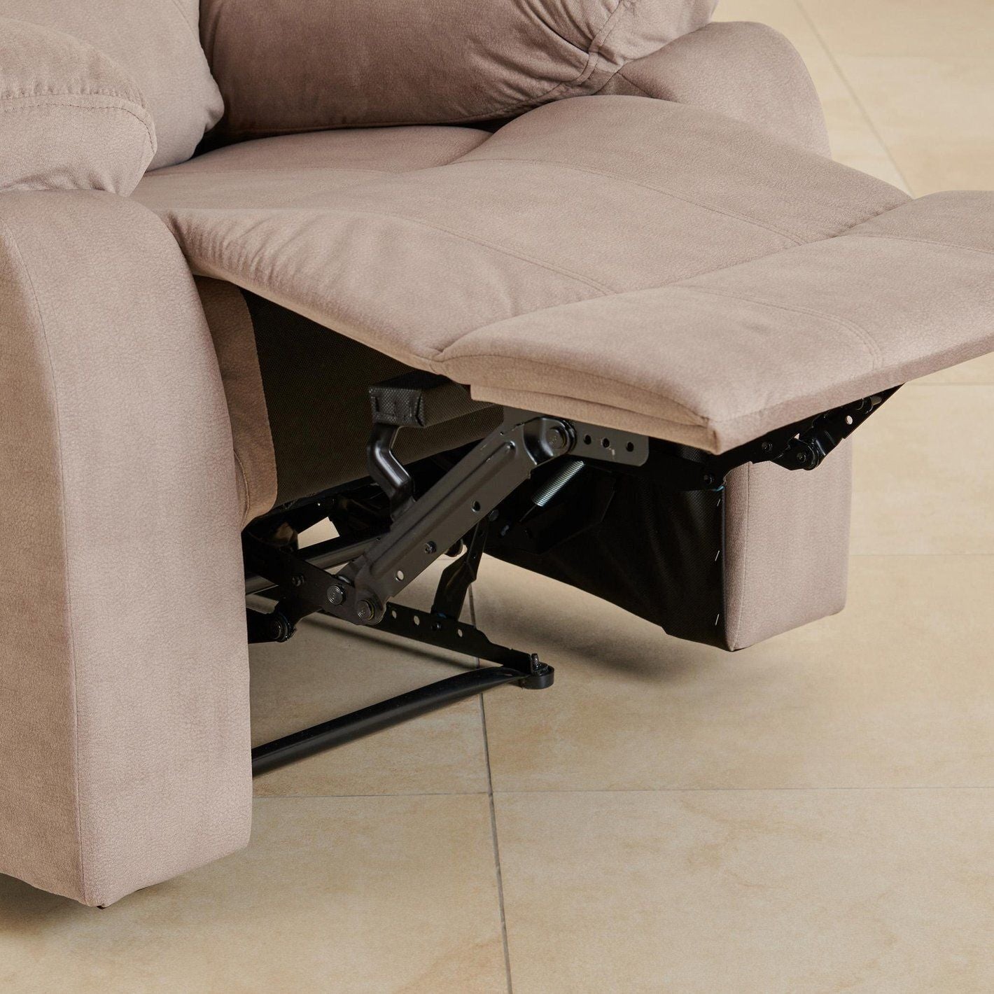 Fabric Manual Recliner (Finish Color - Cream, Pre-assembled)