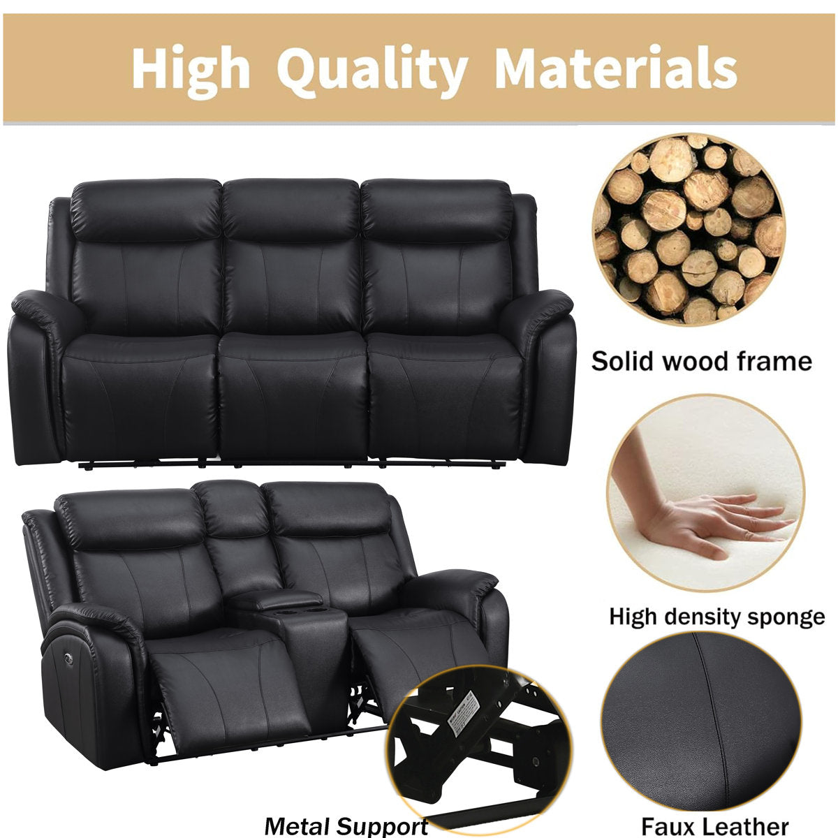 Adlai-Joziya 2 - Piece Faux Leather Living Room Set