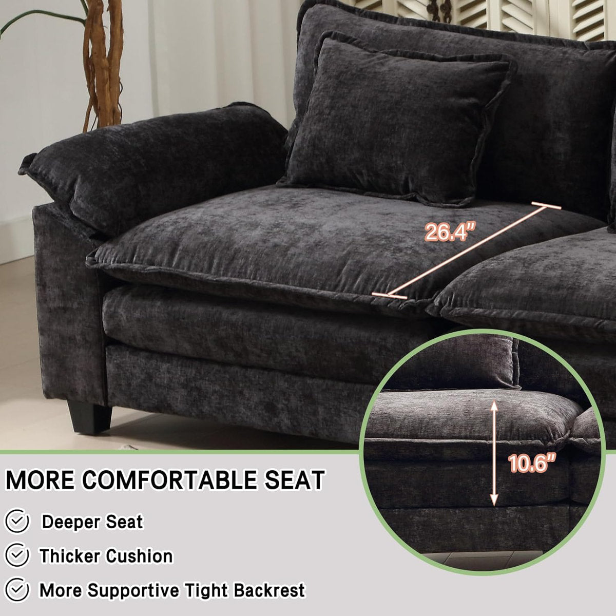 Adonia 154" Oversized U Shaped Sectional Sofa, Comfy Cloud Couch Deep Sectional Sofa with Ottomans for Living Room