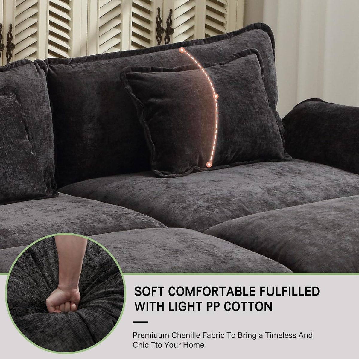 Adonia 154" Oversized U Shaped Sectional Sofa, Comfy Cloud Couch Deep Sectional Sofa with Ottomans for Living Room