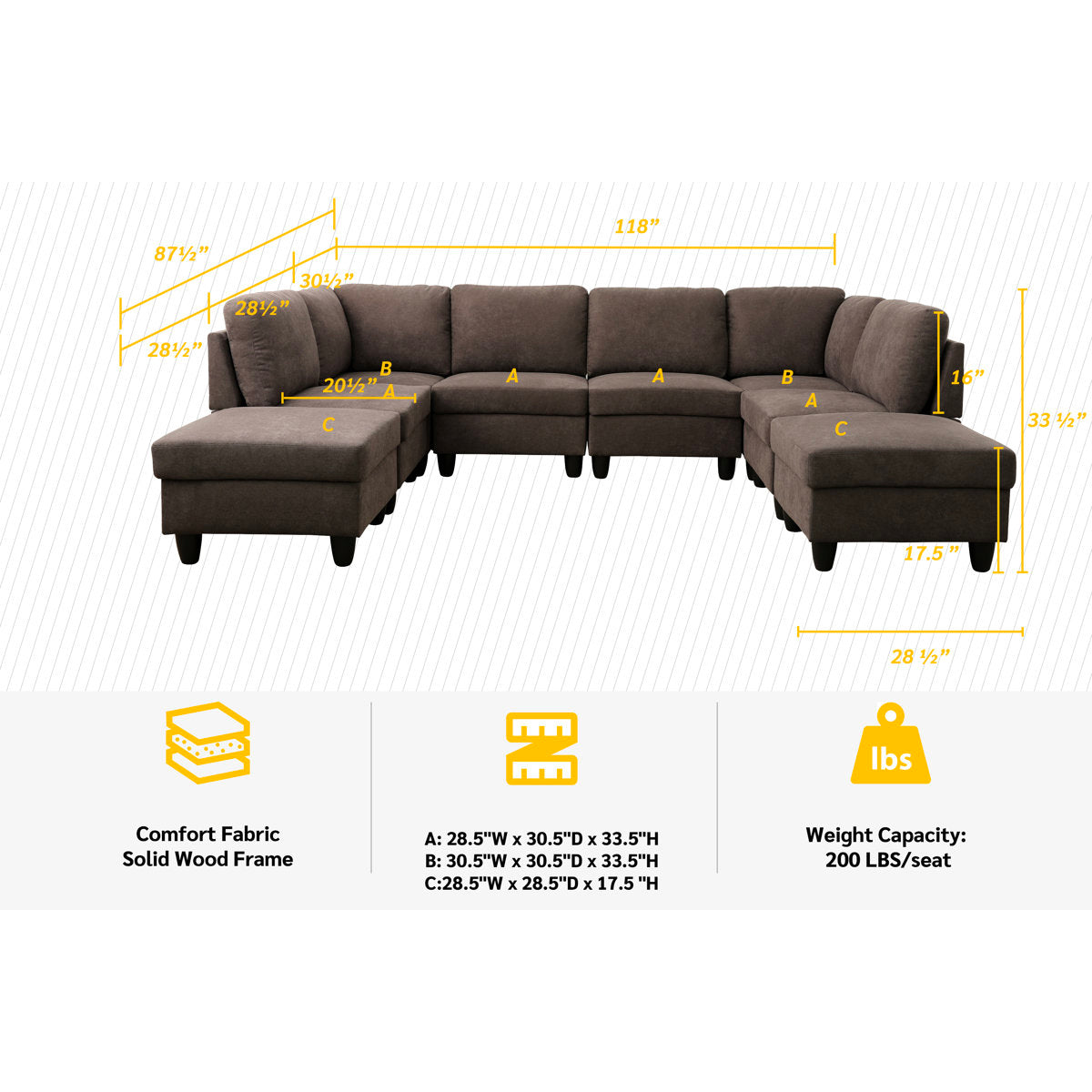 Airica 8 - Piece Corduroy Sectional