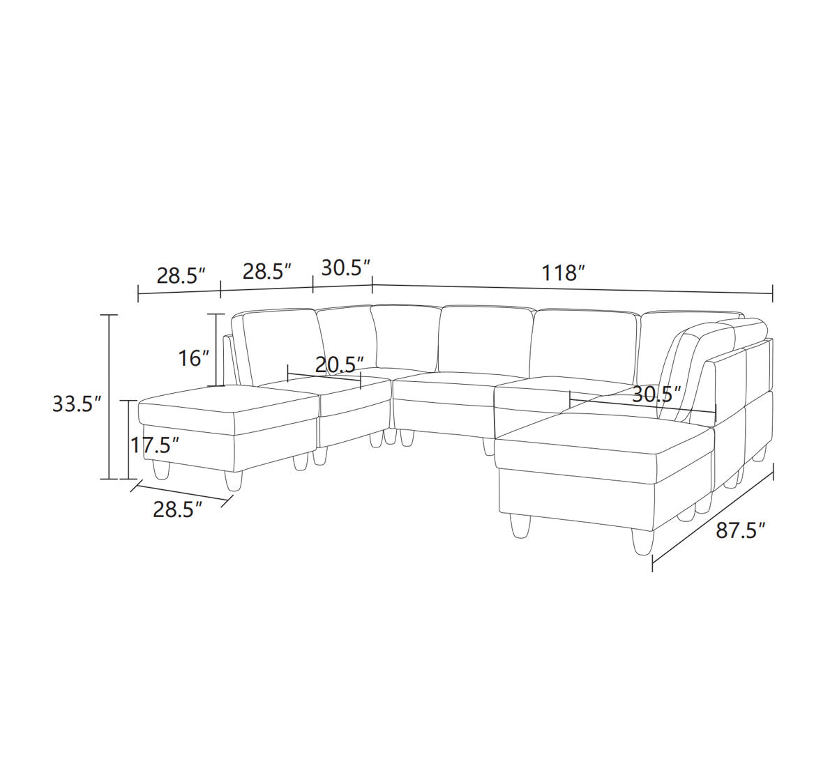 Airica 8 - Piece Corduroy Sectional