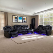 Ajaipal 3 Piece Power Reclining  Breathing Faux Leather with LED and Reading Light Living Room Set (Set of 3)