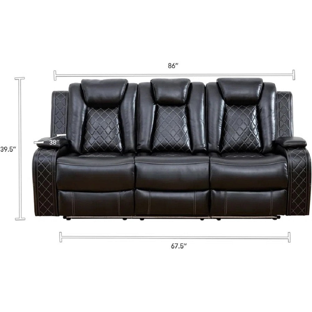 Ajaipal 3 Piece Power Reclining  Breathing Faux Leather with LED and Reading Light Living Room Set (Set of 3)