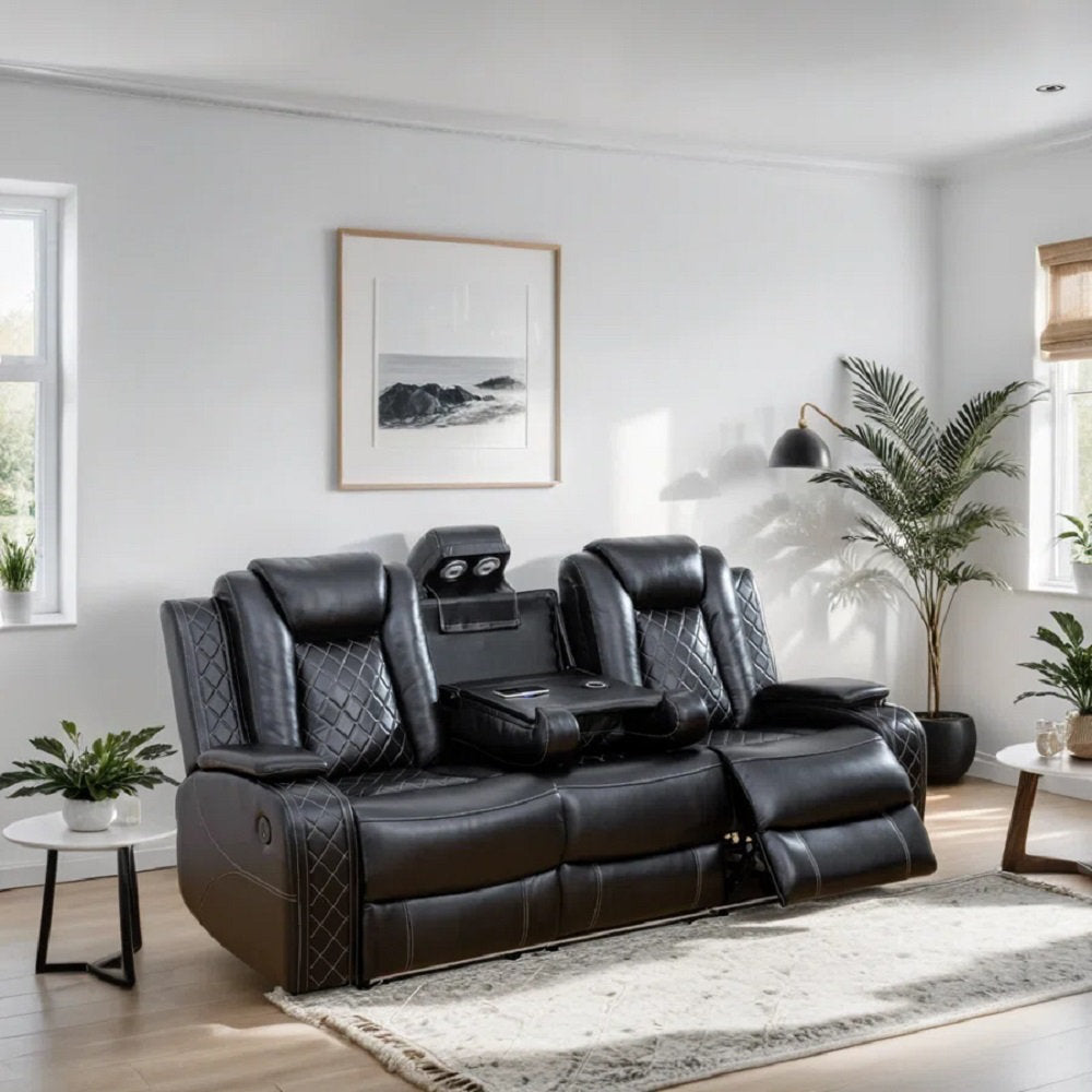 Ajaipal 3 Piece Power Reclining  Breathing Faux Leather with LED and Reading Light Living Room Set (Set of 3)