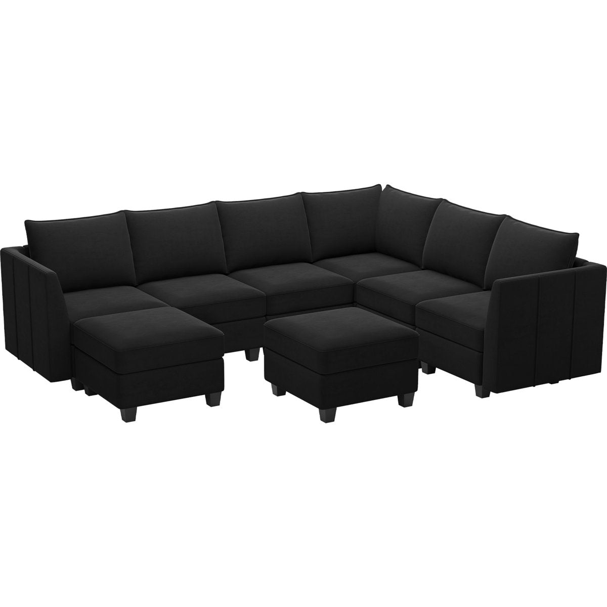 Allinson 9-Piece U Shaped Velvet Freely Combined Modular Sofa L-Shaped Solid Wood Sectional Storage Couch Livingroom Sofa with Ottoman