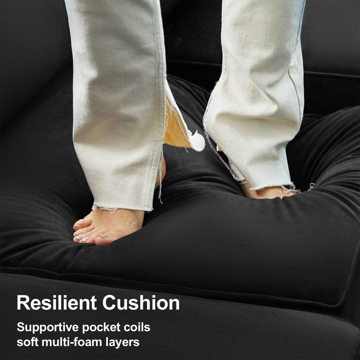 Allinson 9-Piece U Shaped Velvet Freely Combined Modular Sofa L-Shaped Solid Wood Sectional Storage Couch Livingroom Sofa with Ottoman