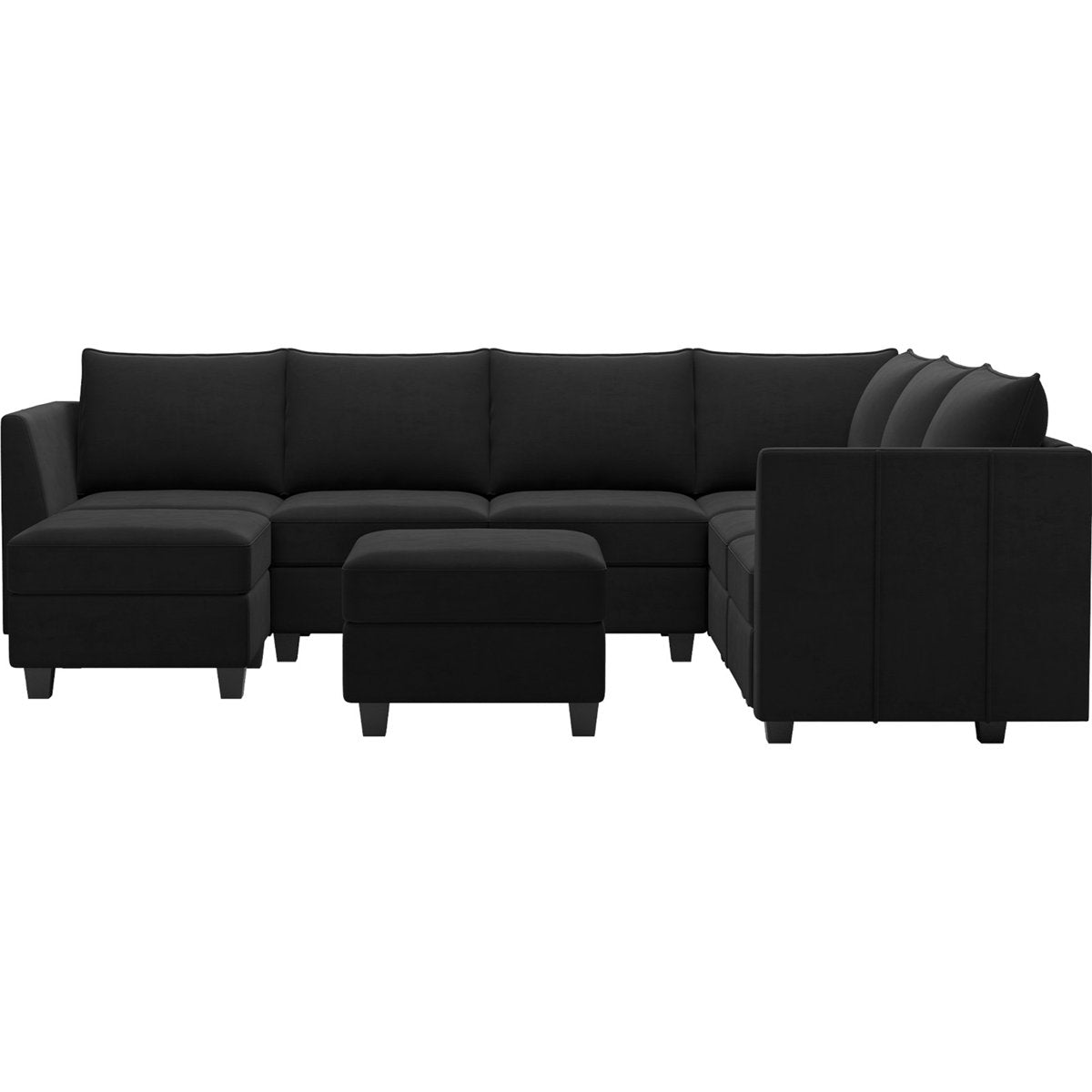 Allinson 9-Piece U Shaped Velvet Freely Combined Modular Sofa L-Shaped Solid Wood Sectional Storage Couch Livingroom Sofa with Ottoman