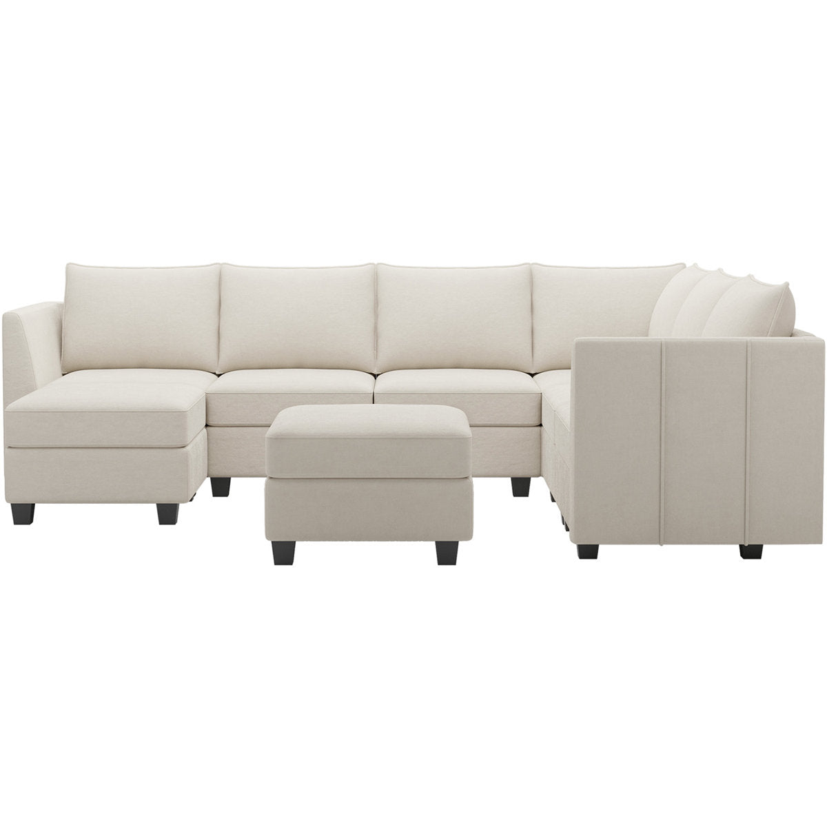 Allinson 9-Piece U Shaped Velvet Freely Combined Modular Sofa L-Shaped Solid Wood Sectional Storage Couch Livingroom Sofa with Ottoman