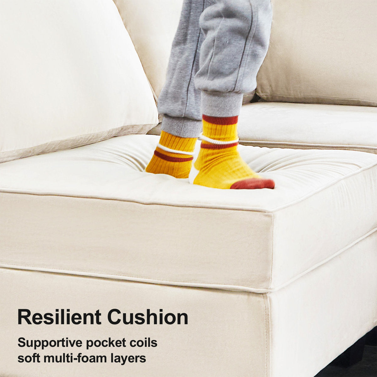 Allinson 9-Piece U Shaped Velvet Freely Combined Modular Sofa L-Shaped Solid Wood Sectional Storage Couch Livingroom Sofa with Ottoman