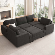 Anureet U Shaped Sleeper Sectional Modular Grey Sectional Sofa