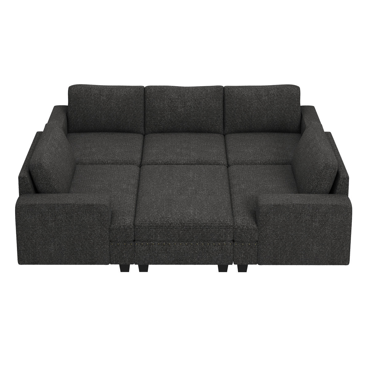 Anureet U Shaped Sleeper Sectional Modular Grey Sectional Sofa