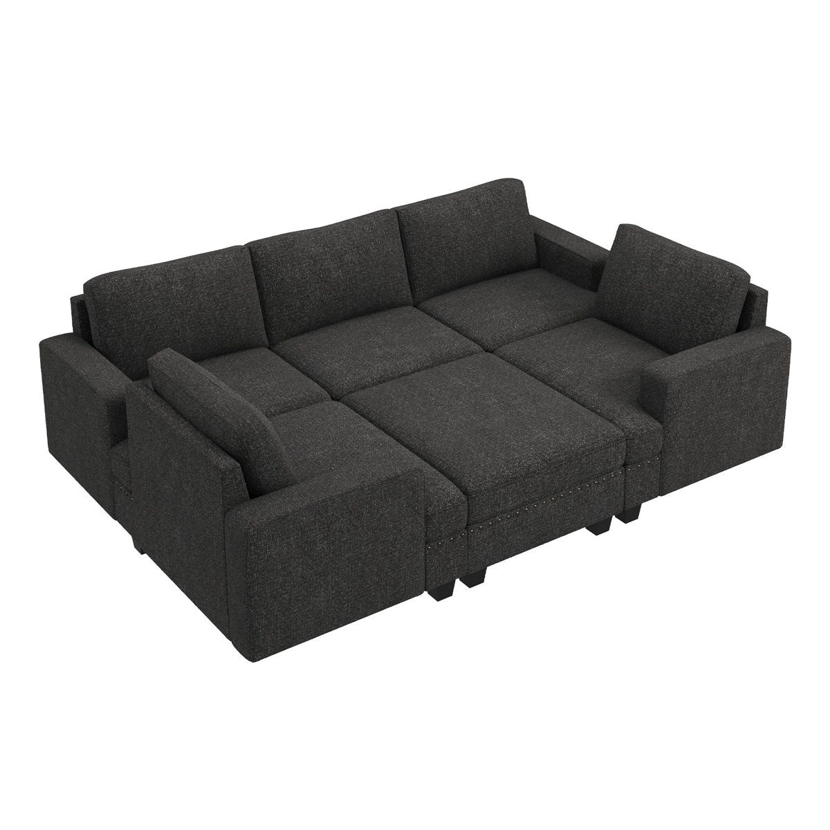 Anureet U Shaped Sleeper Sectional Modular Grey Sectional Sofa