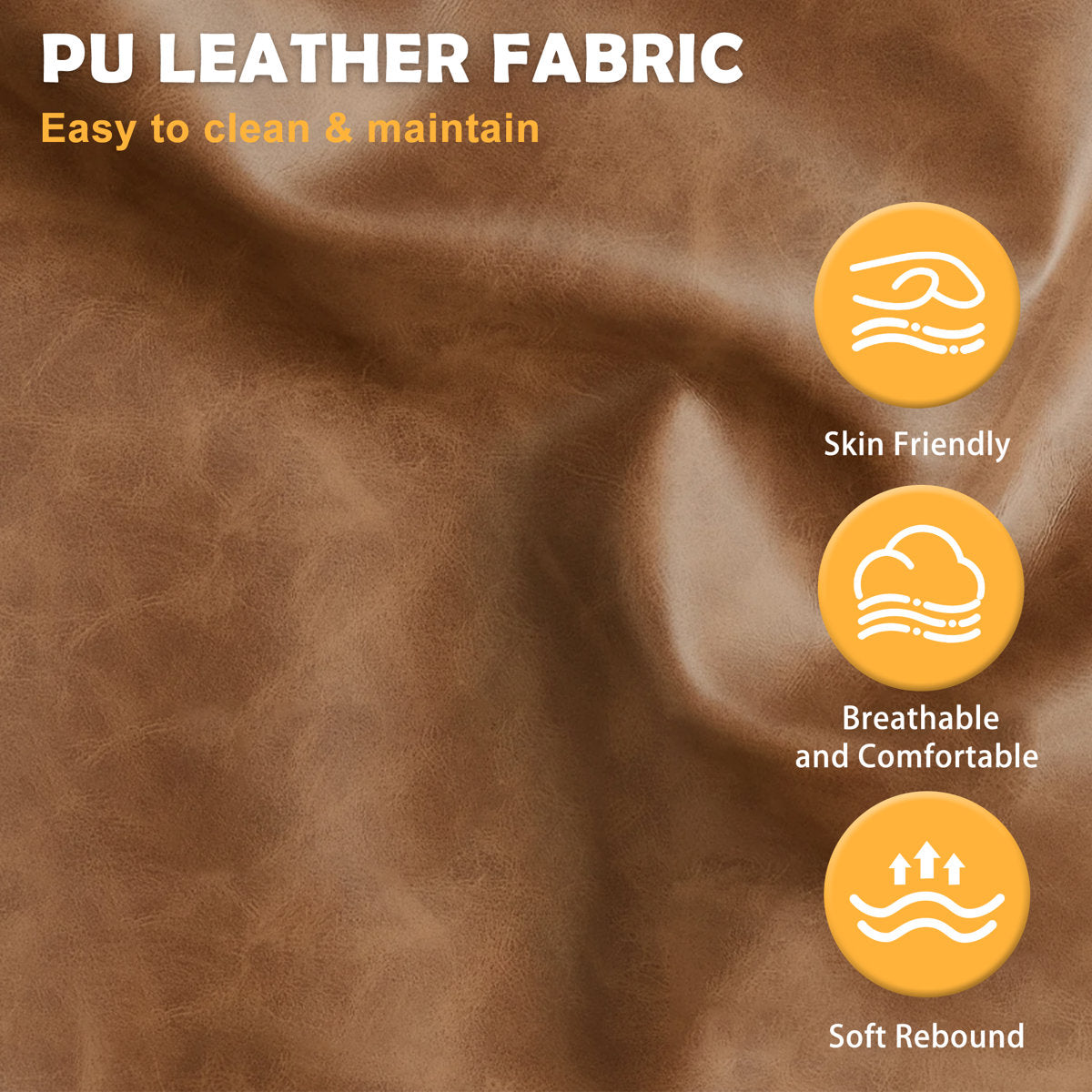 Ayer 34.8'' W Mid Century Modern Couch, Faux Leather Accent Chair for Living Room?Brown