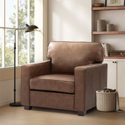 Ayer 34.8'' W Mid Century Modern Couch, Faux Leather Accent Chair for Living Room?Brown