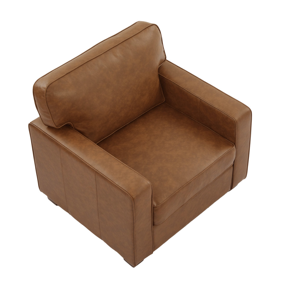 Ayer 34.8'' W Mid Century Modern Couch, Faux Leather Accent Chair for Living Room?Brown