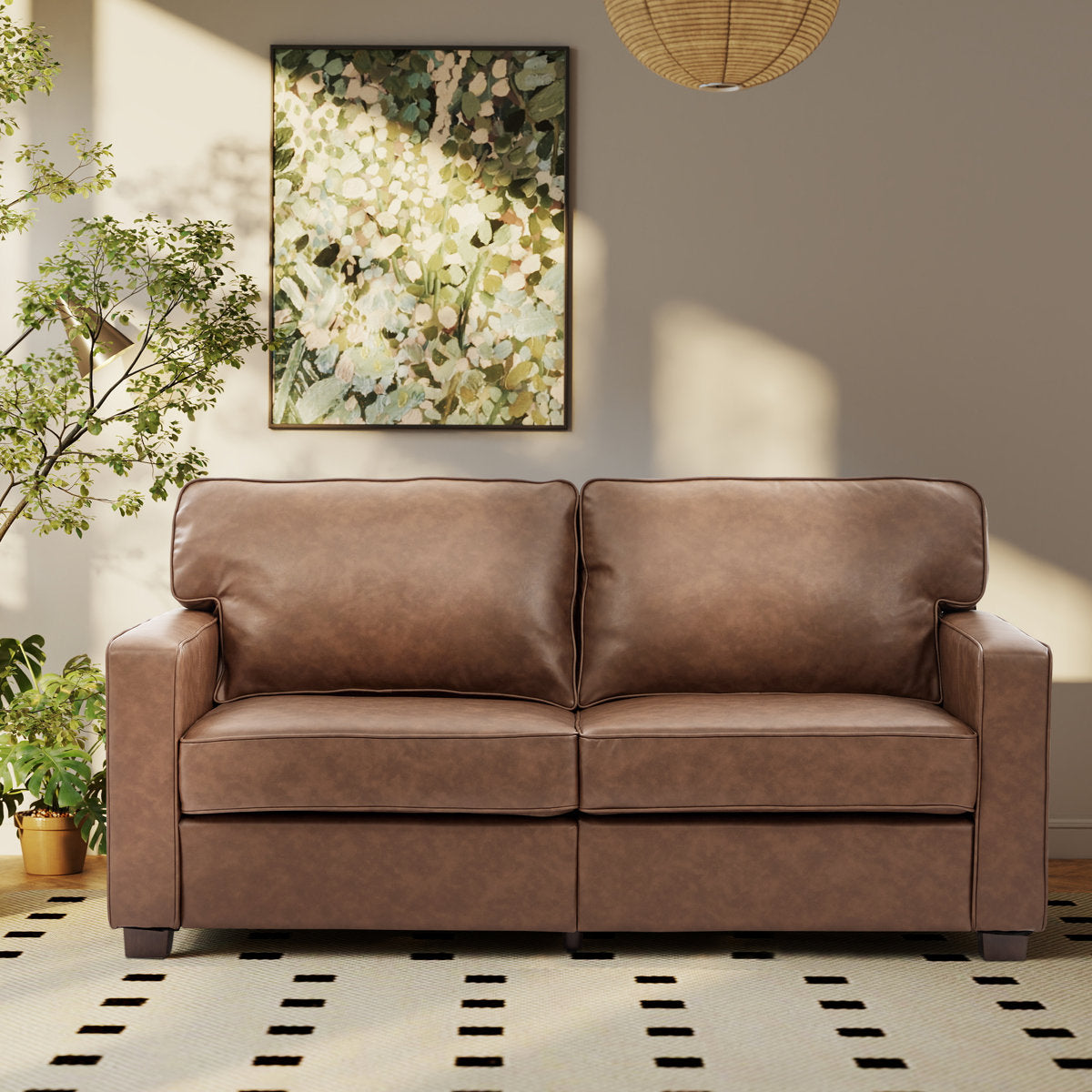 Ayer 66.1'' W Mid Century Modern Couch, Brown Loveseat Sofa for Living Room Set