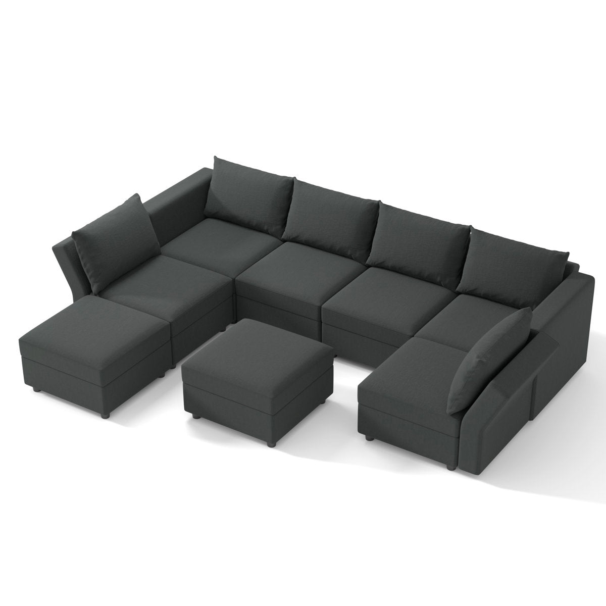 BOX MODULE STO SOFA 116'' 8 Piece Upholstered Modular Sectional Sofa with Storage