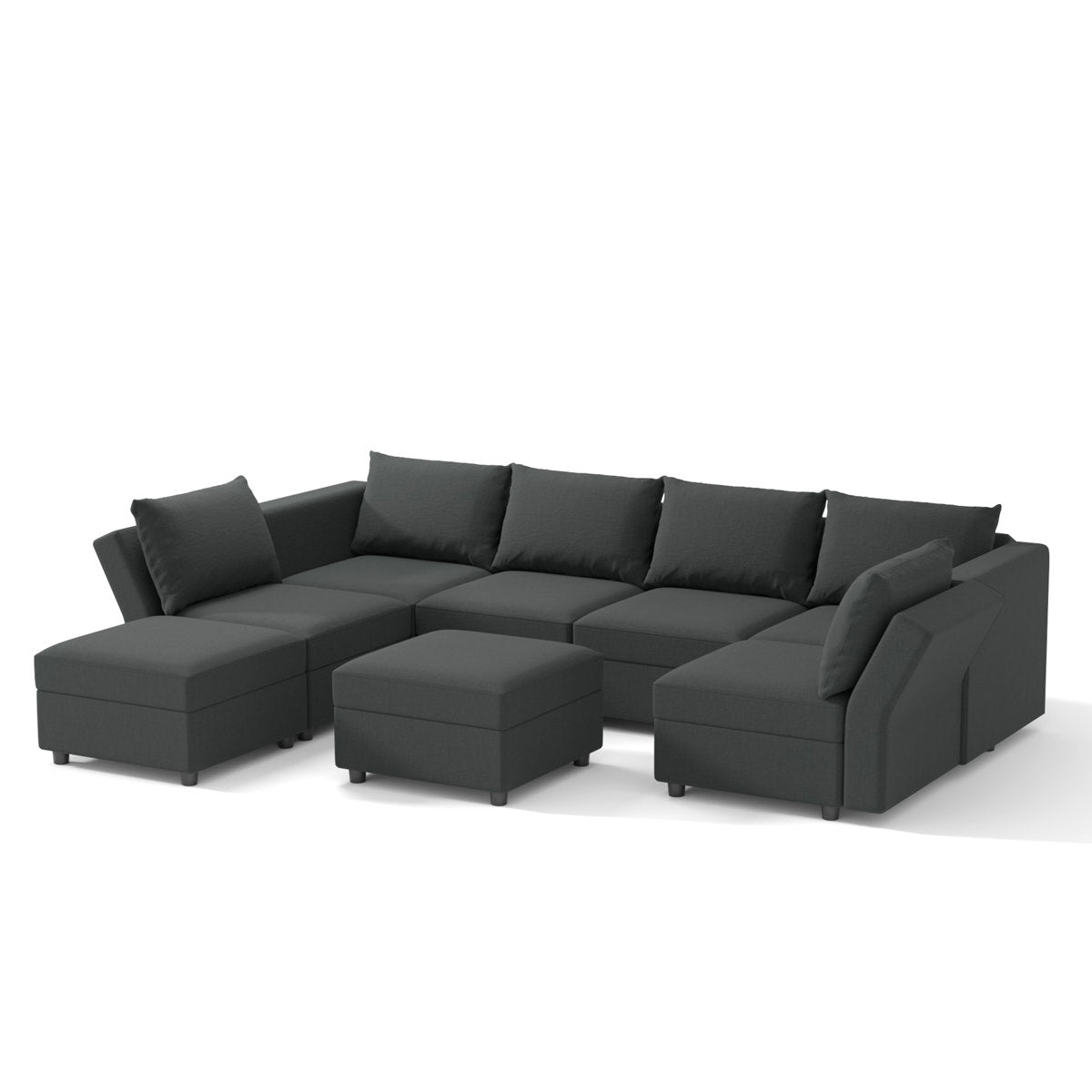 BOX MODULE STO SOFA 116'' 8 Piece Upholstered Modular Sectional Sofa with Storage